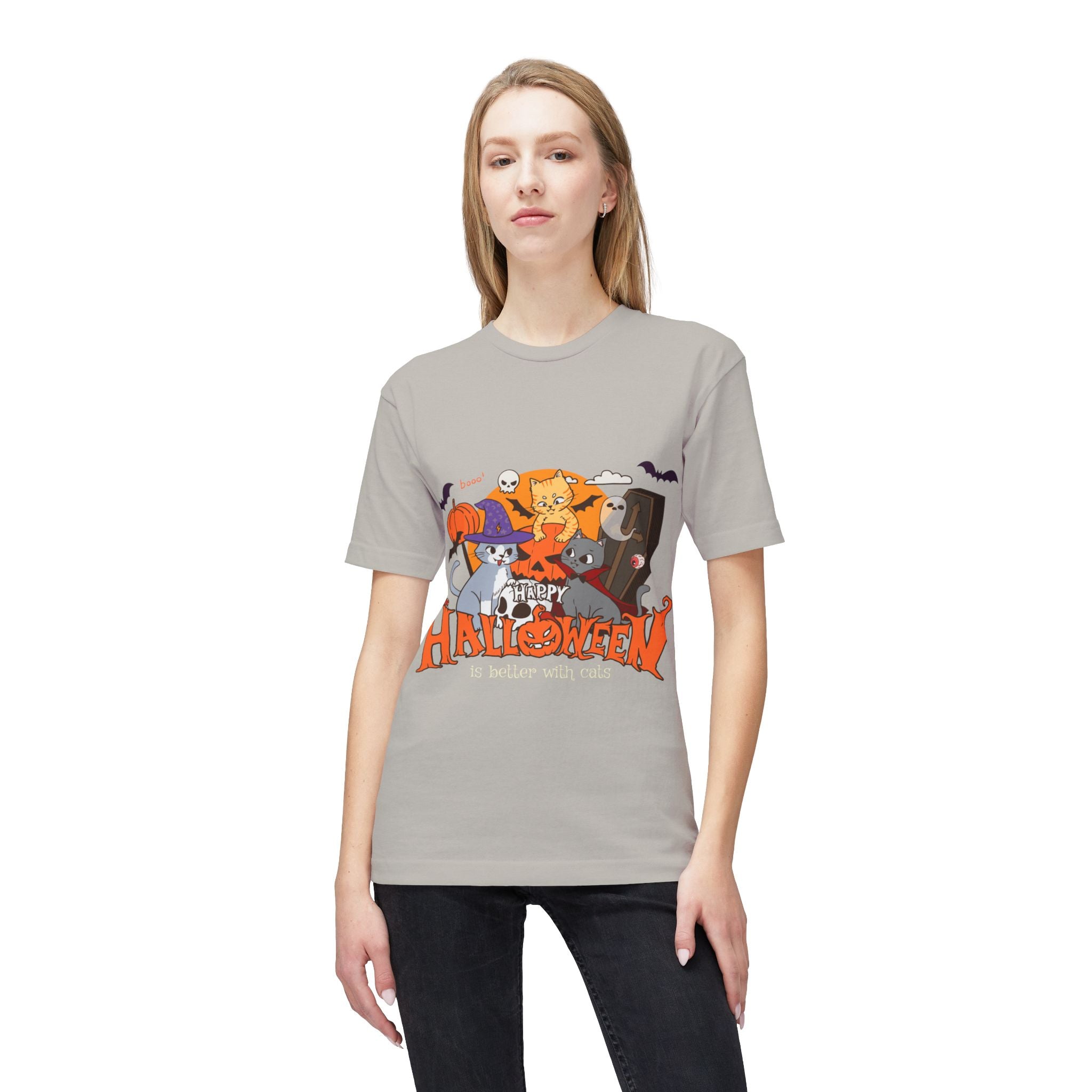 Halloween is Better with Cats | Unisex Midweight T-shirt, Made in US