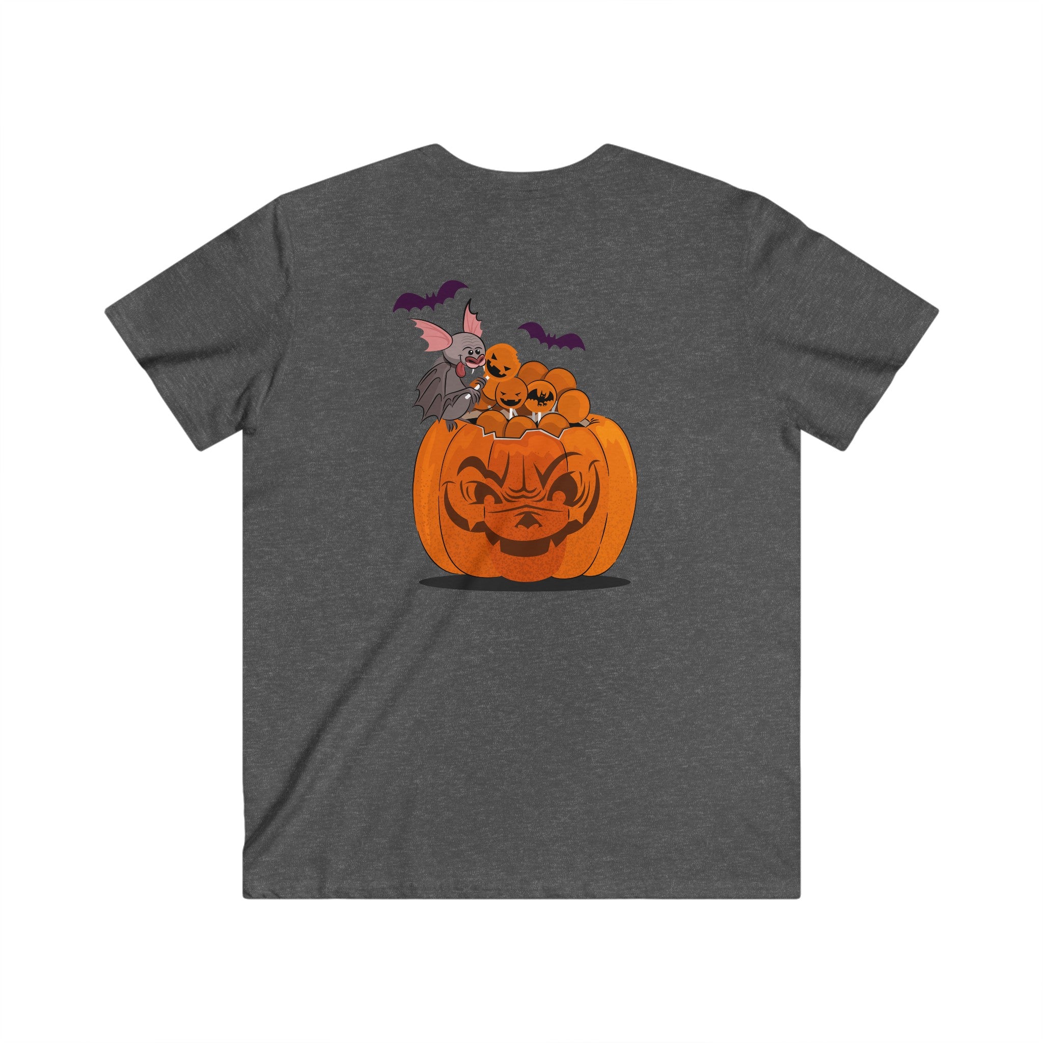 Halloween with Pumpkins | Men's Fitted V-Neck Short Sleeve Tee