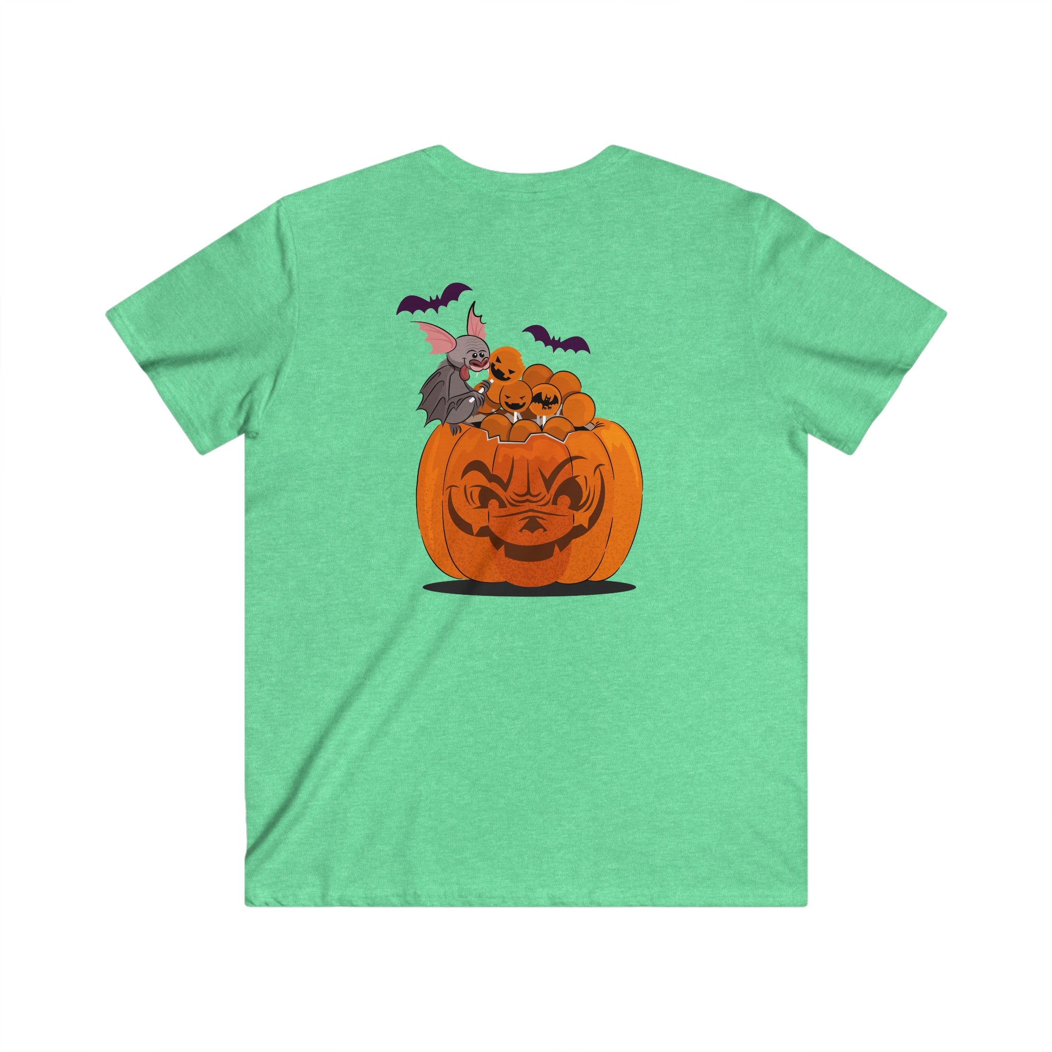 Halloween with Pumpkins | Men's Fitted V-Neck Short Sleeve Tee