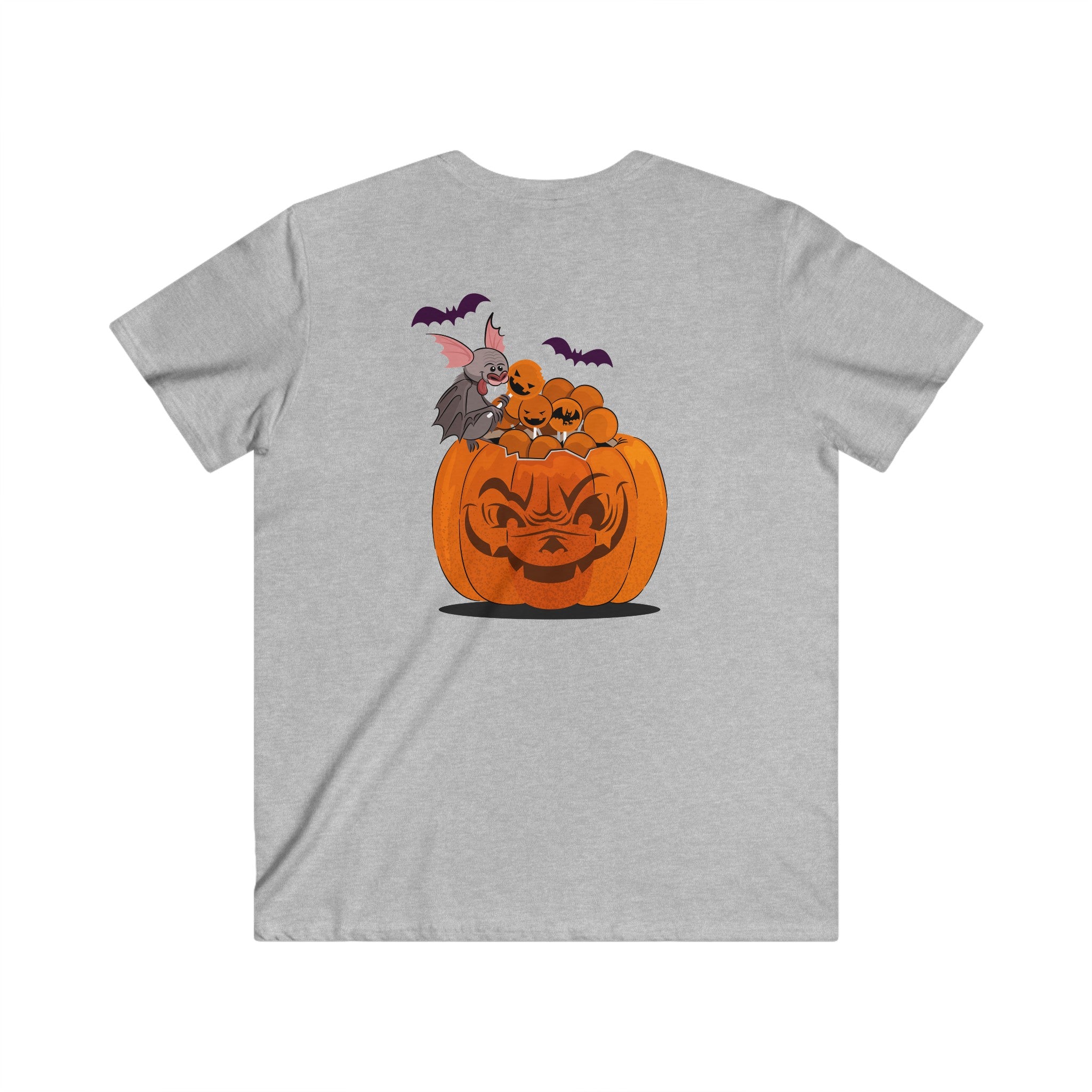 Halloween with Pumpkins | Men's Fitted V-Neck Short Sleeve Tee