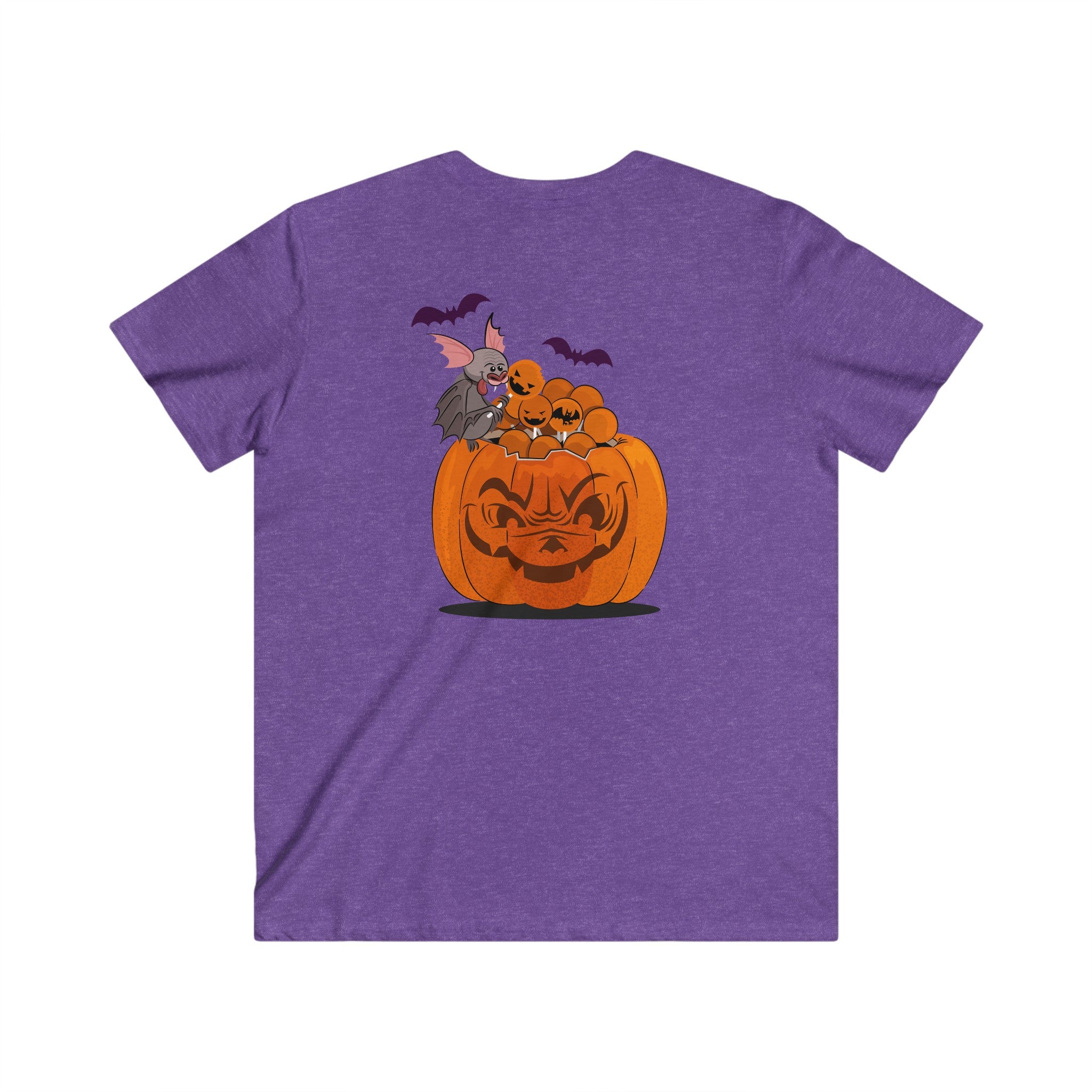 Halloween with Pumpkins | Men's Fitted V-Neck Short Sleeve Tee
