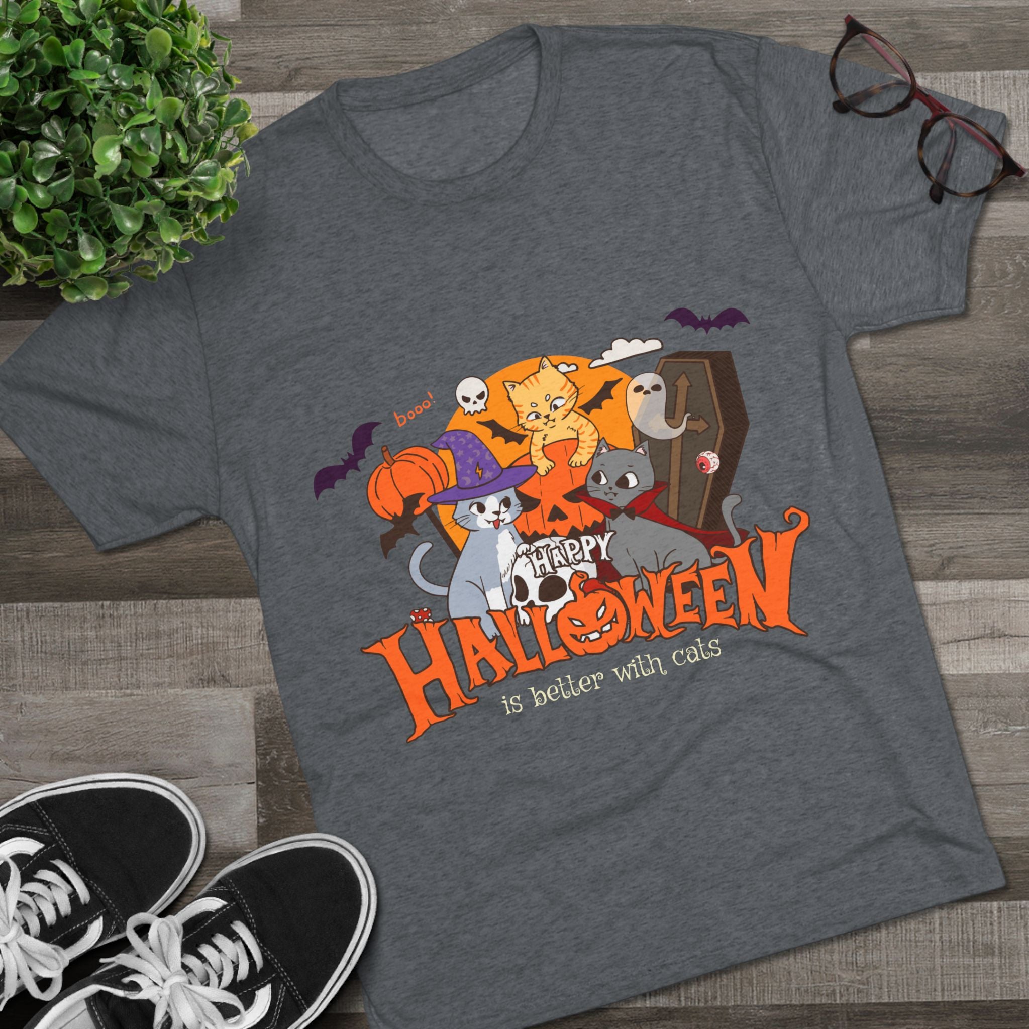 Halloween is Better with Cats | Unisex Tri-Blend Crew Tee