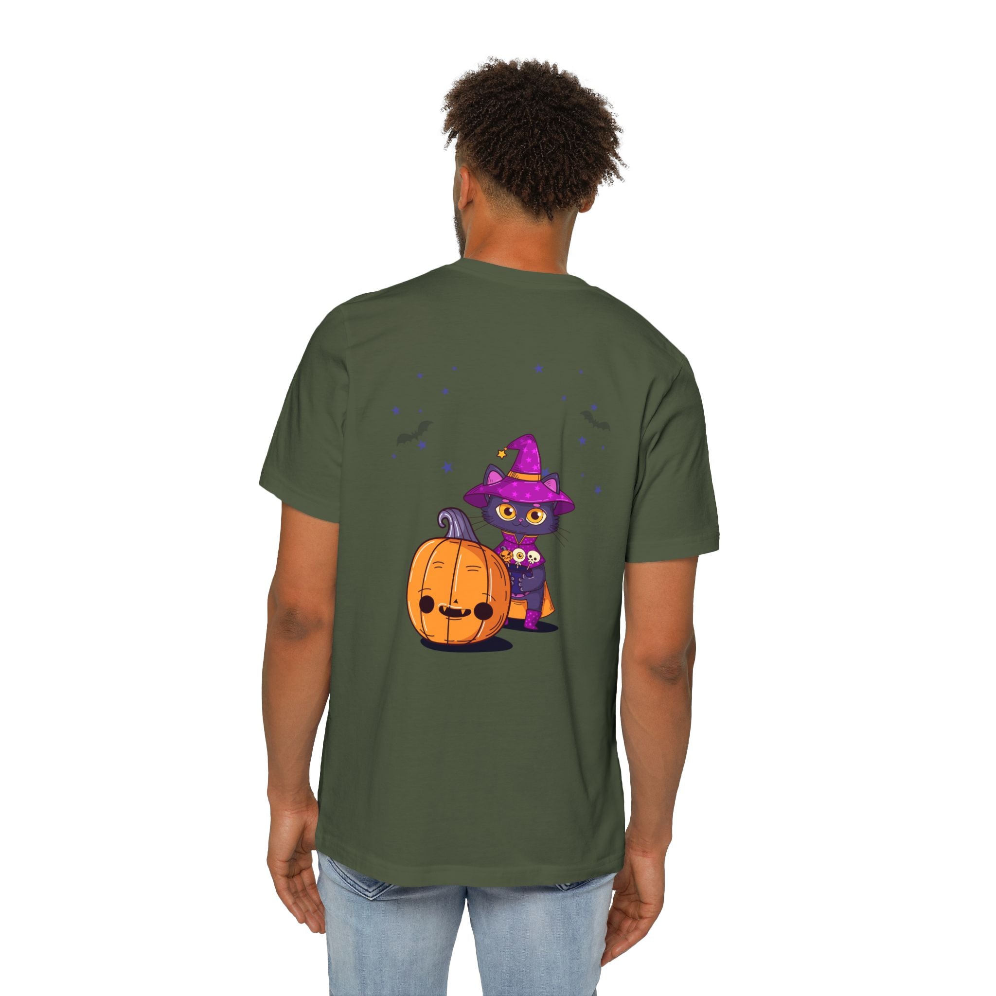 Halloween with Witch's Cats | USA-Made Unisex Short-Sleeve Jersey T-Shirt