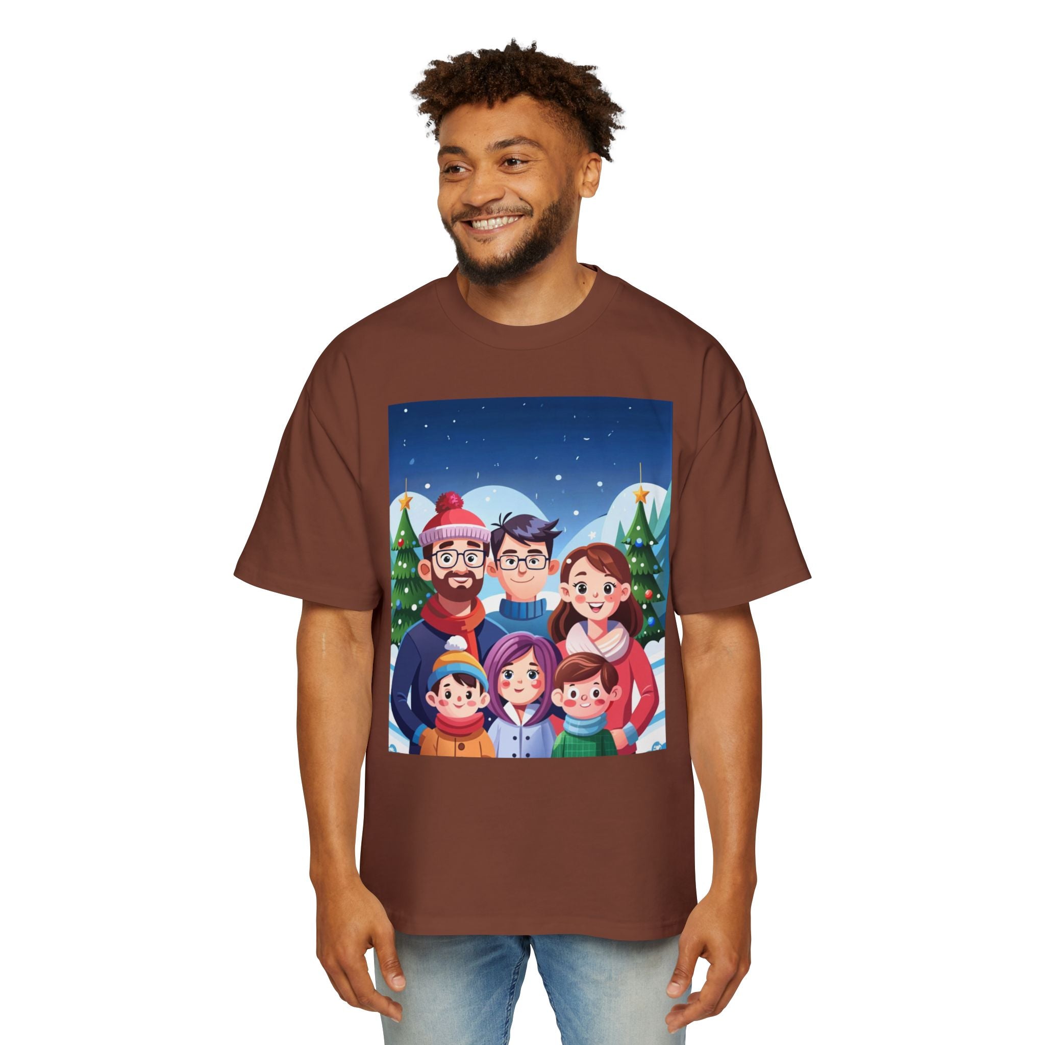 Happy Christmas with Family | Men's Heavy Oversized Tee