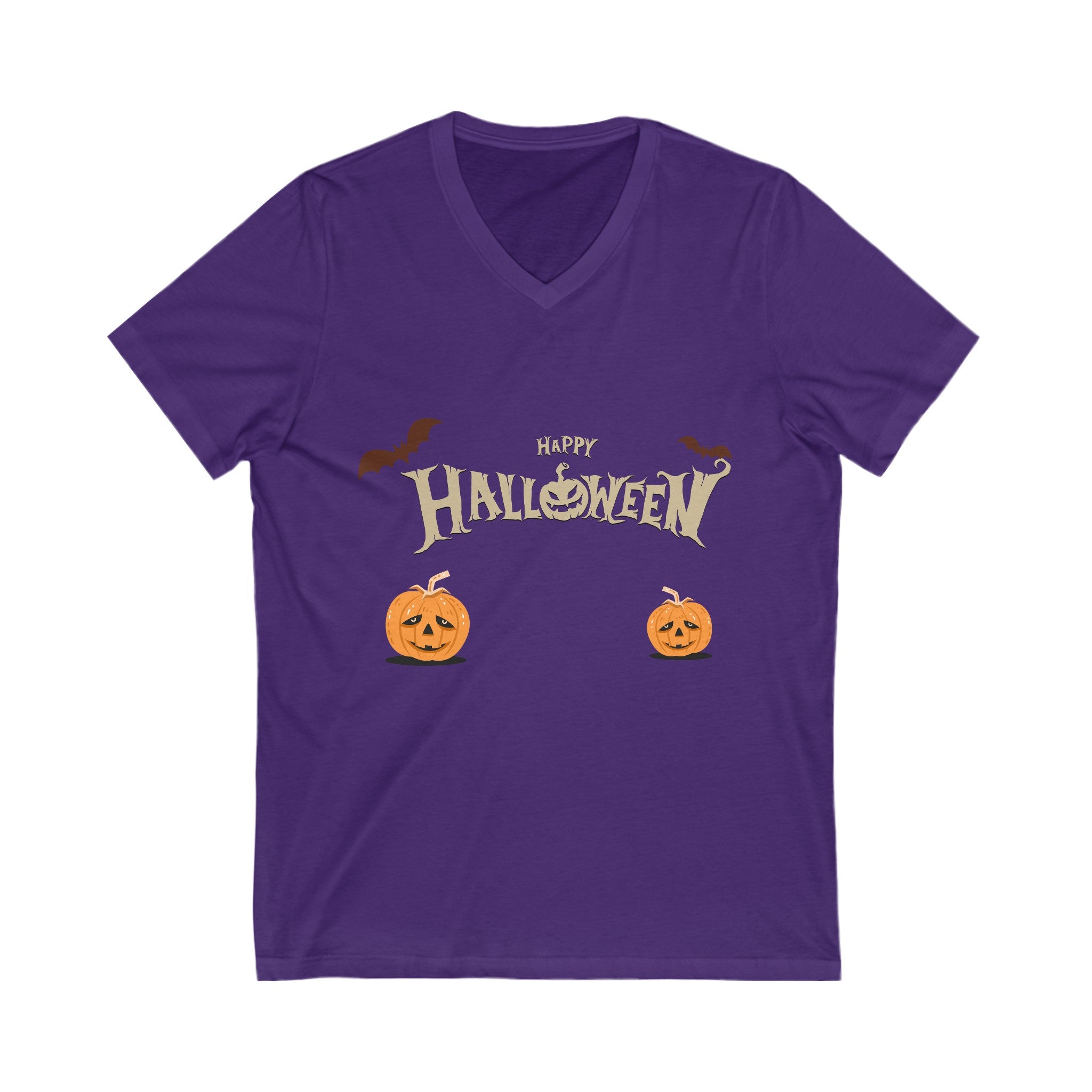 Halloween with Pumpkins | Unisex Jersey Short Sleeve V-Neck Tee