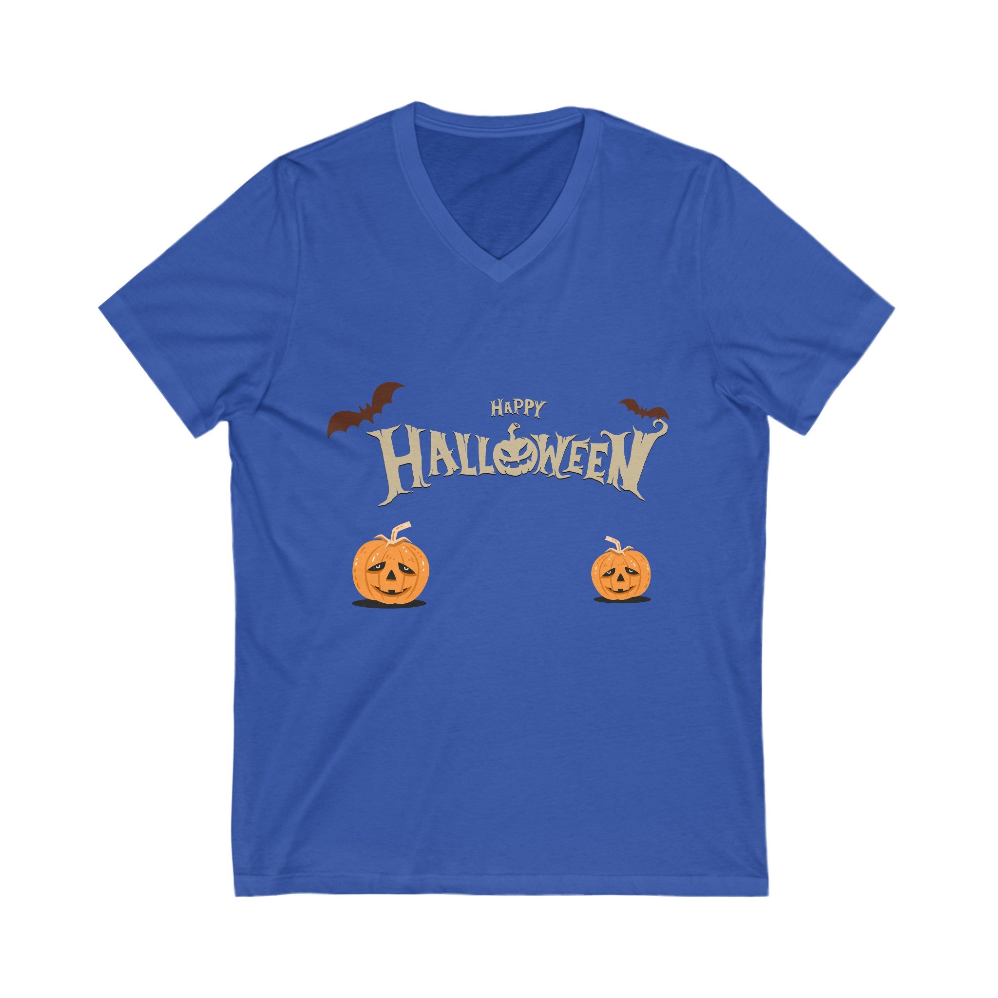 Halloween with Pumpkins | Unisex Jersey Short Sleeve V-Neck Tee