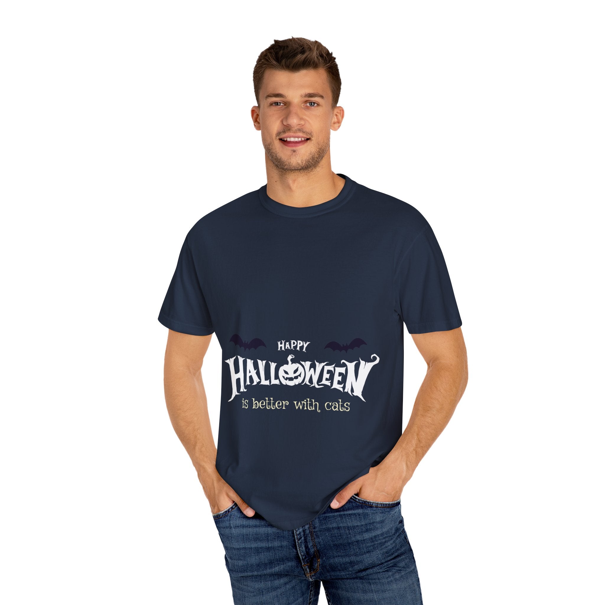 Halloween with Witch's Cats | Unisex Garment-Dyed T-shirt