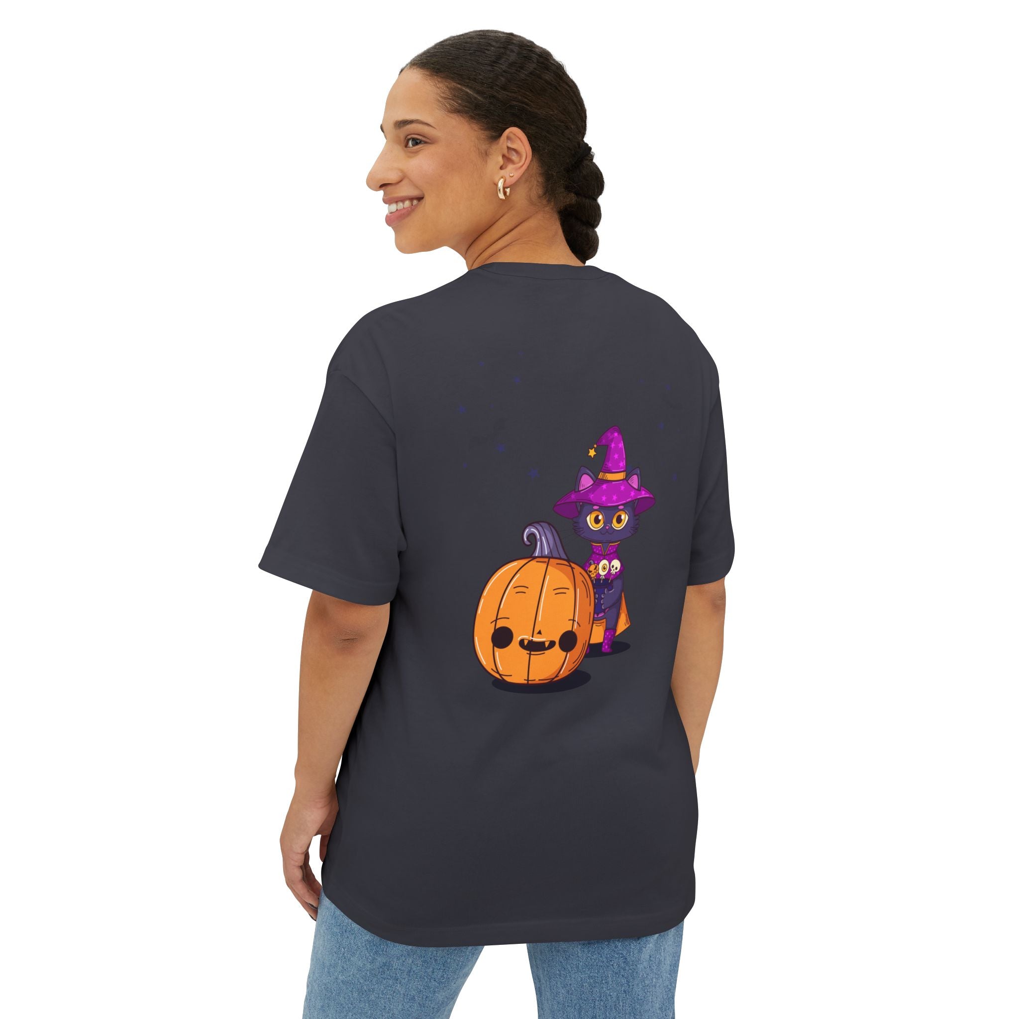 Halloween with Witch's Cats | Unisex Oversized Boxy Tee