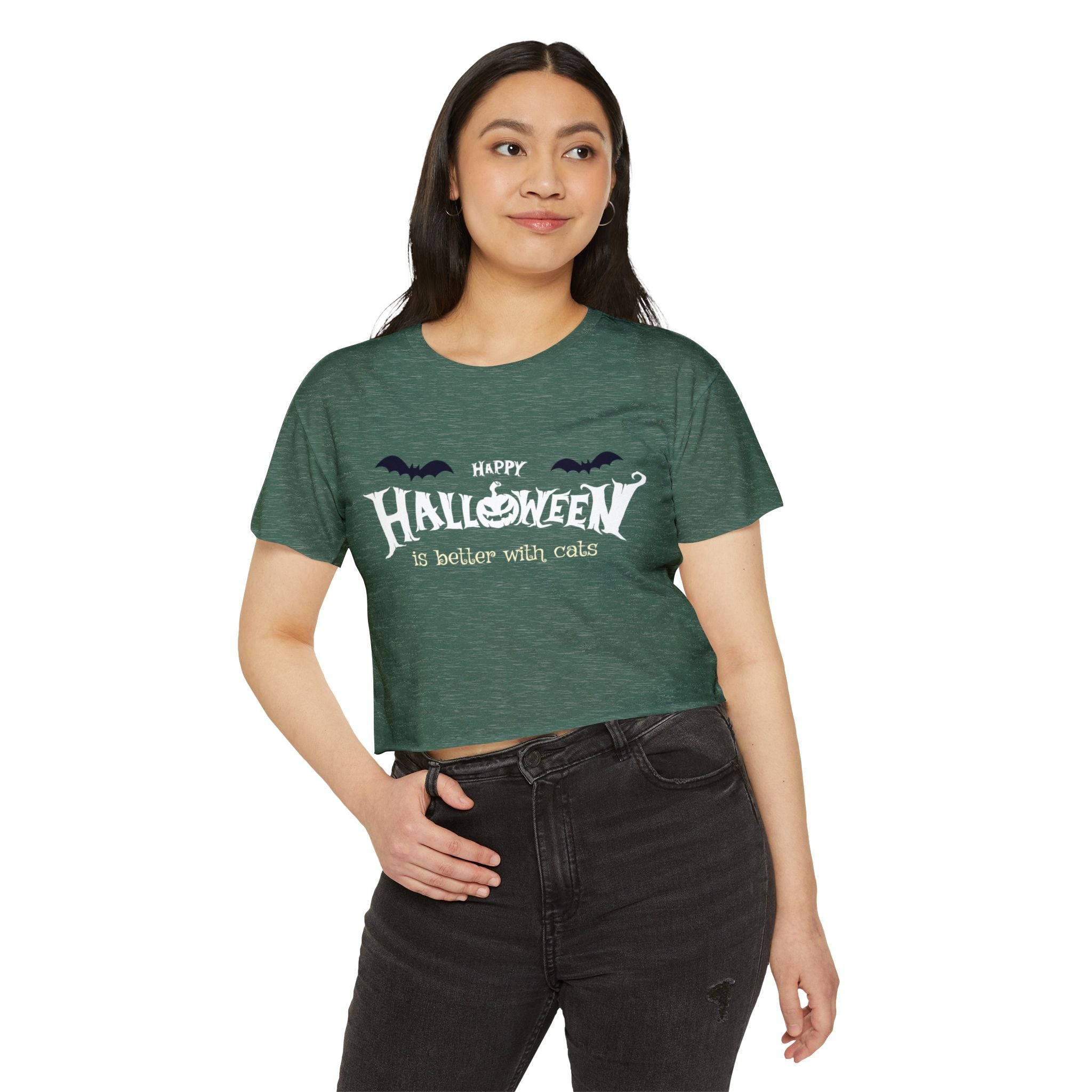 Halloween with Witch's Cats | Women's Festival Crop Top