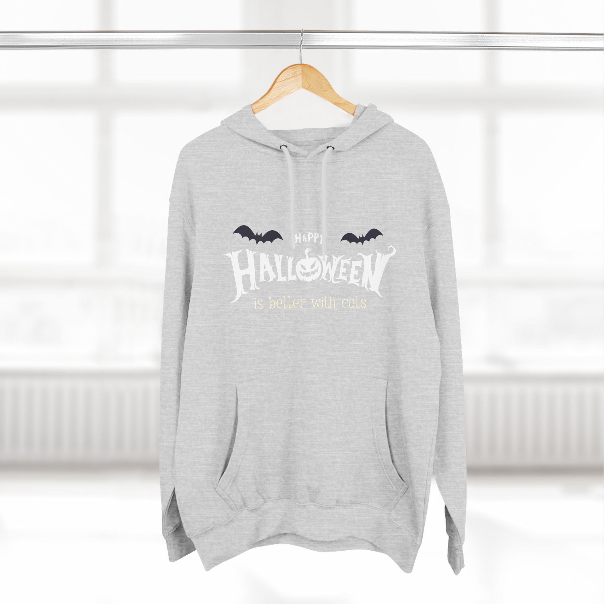 Halloween with Witch's Cats | Three-Panel Fleece Hoodie