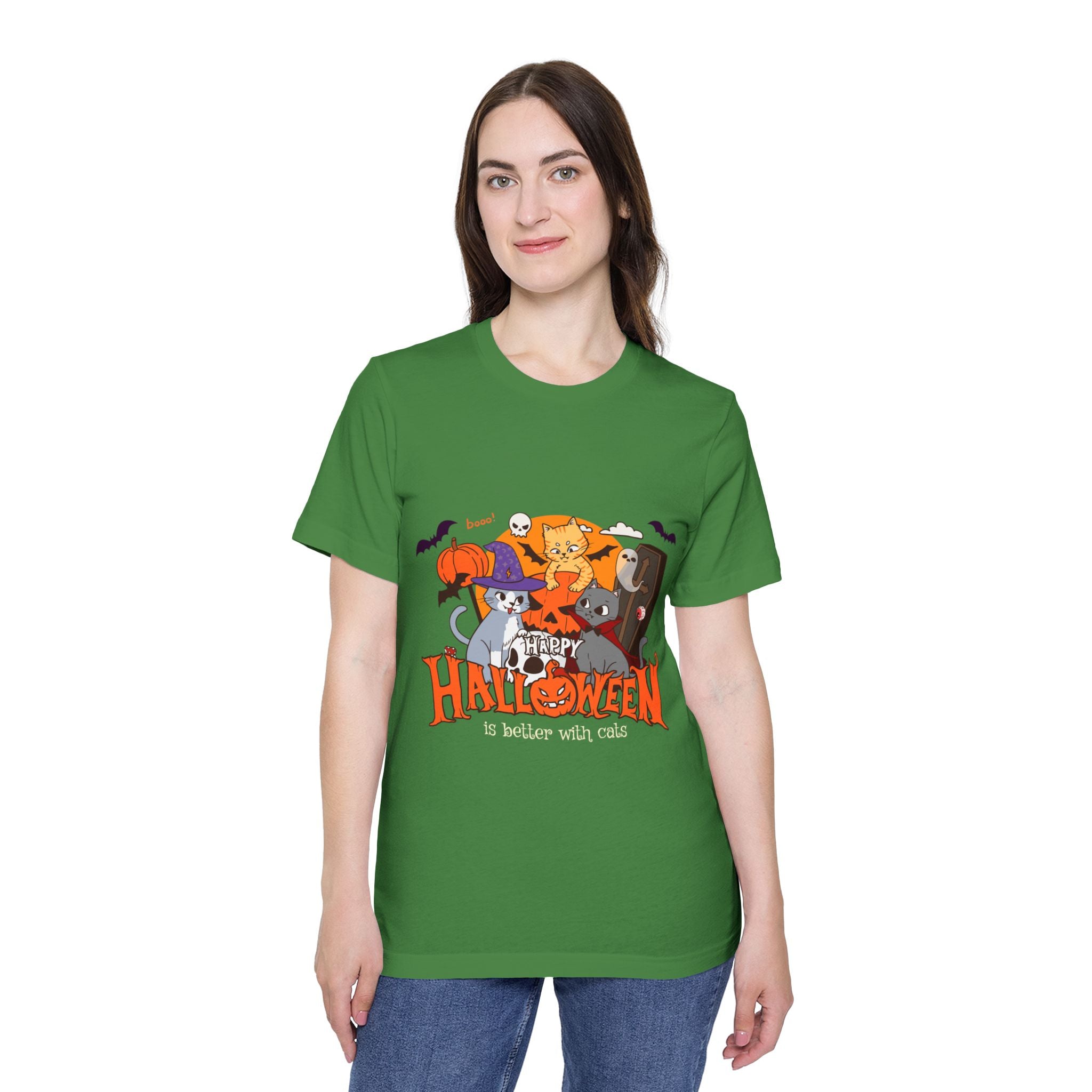 Halloween is Better with Cats | USA-Made Unisex Short-Sleeve Jersey T-Shirt