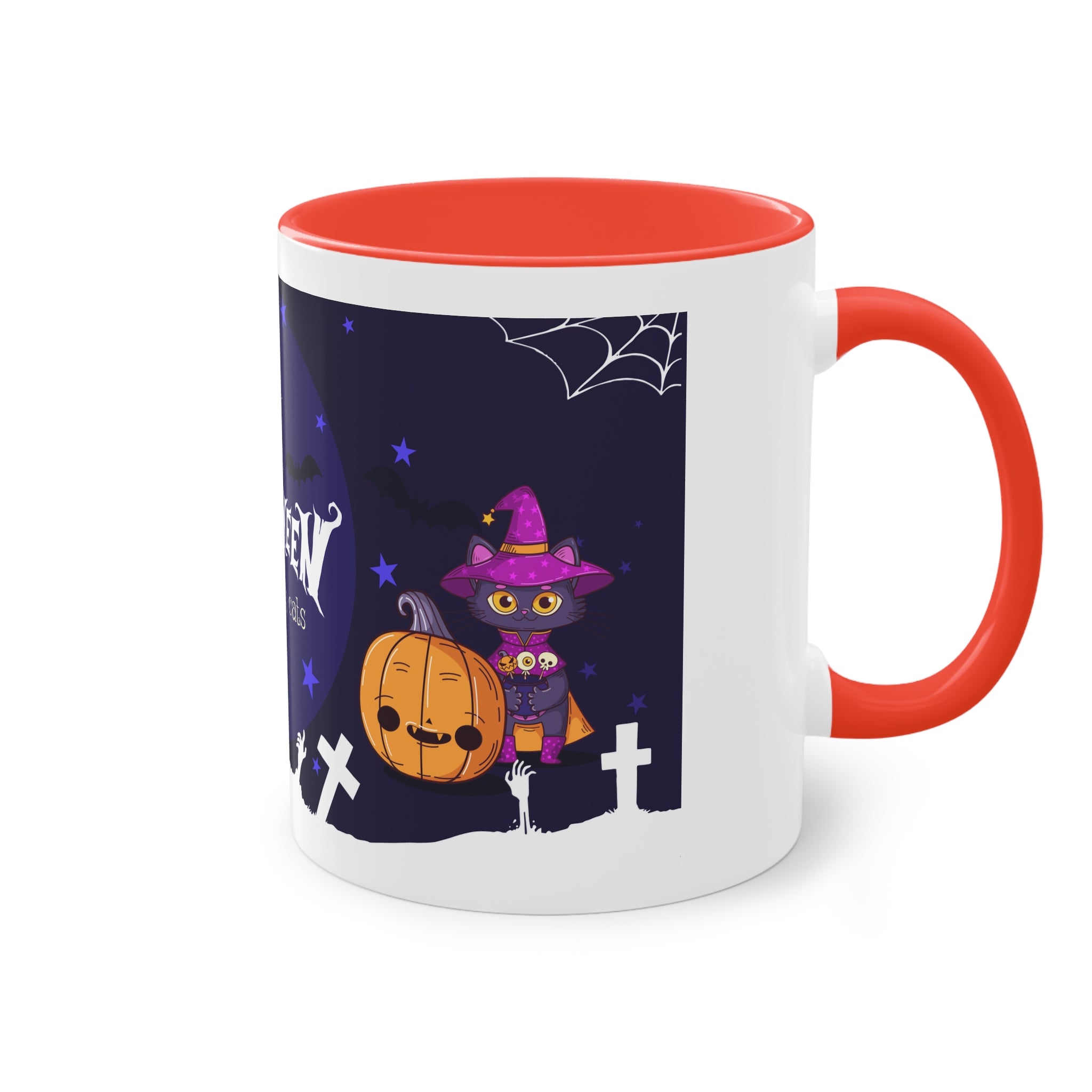 Happy Halloween with Witch's Cats | Two-Tone Coffee Mug