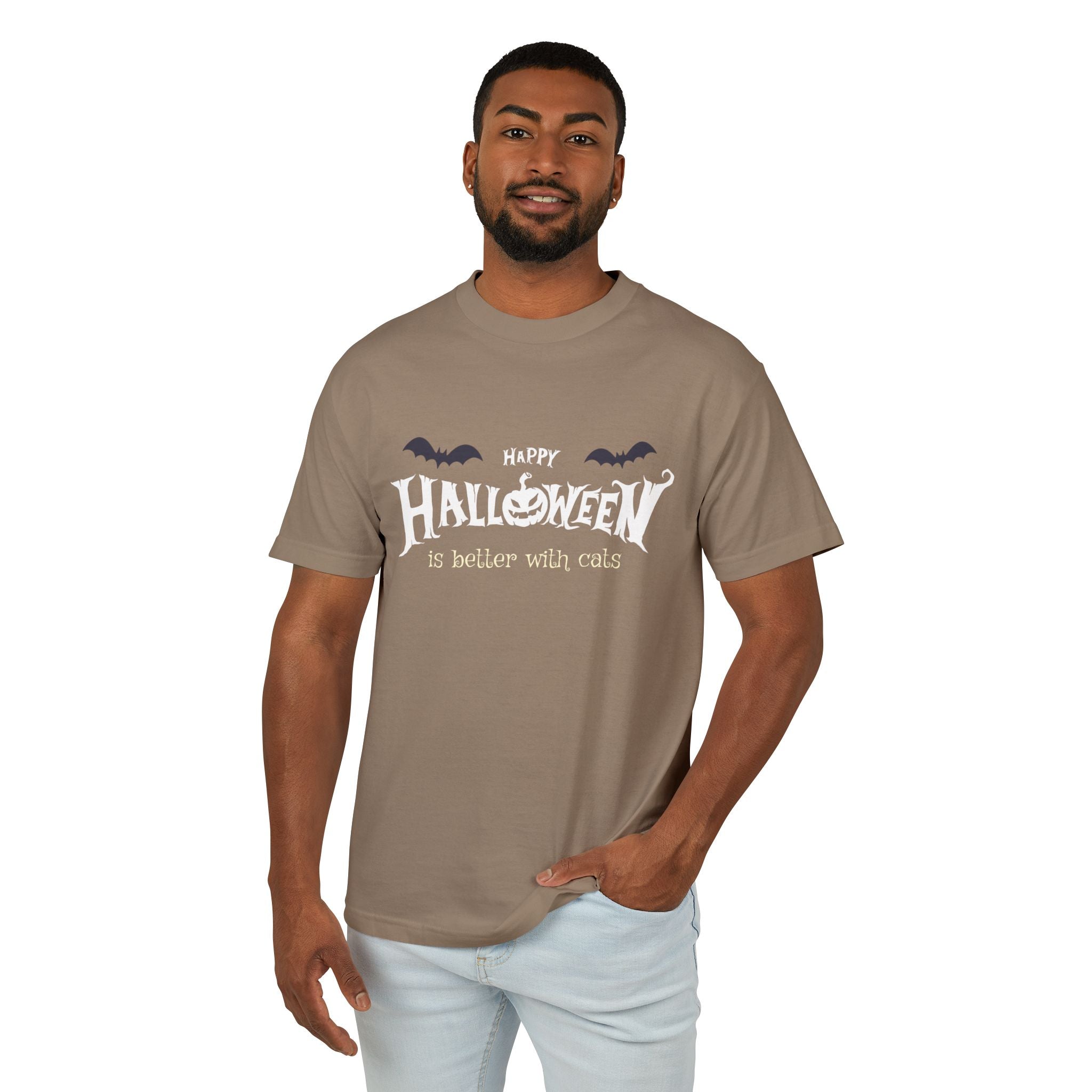 Halloween with Witch's Cats | Unisex Garment-Dyed Heavyweight Cotton Tee