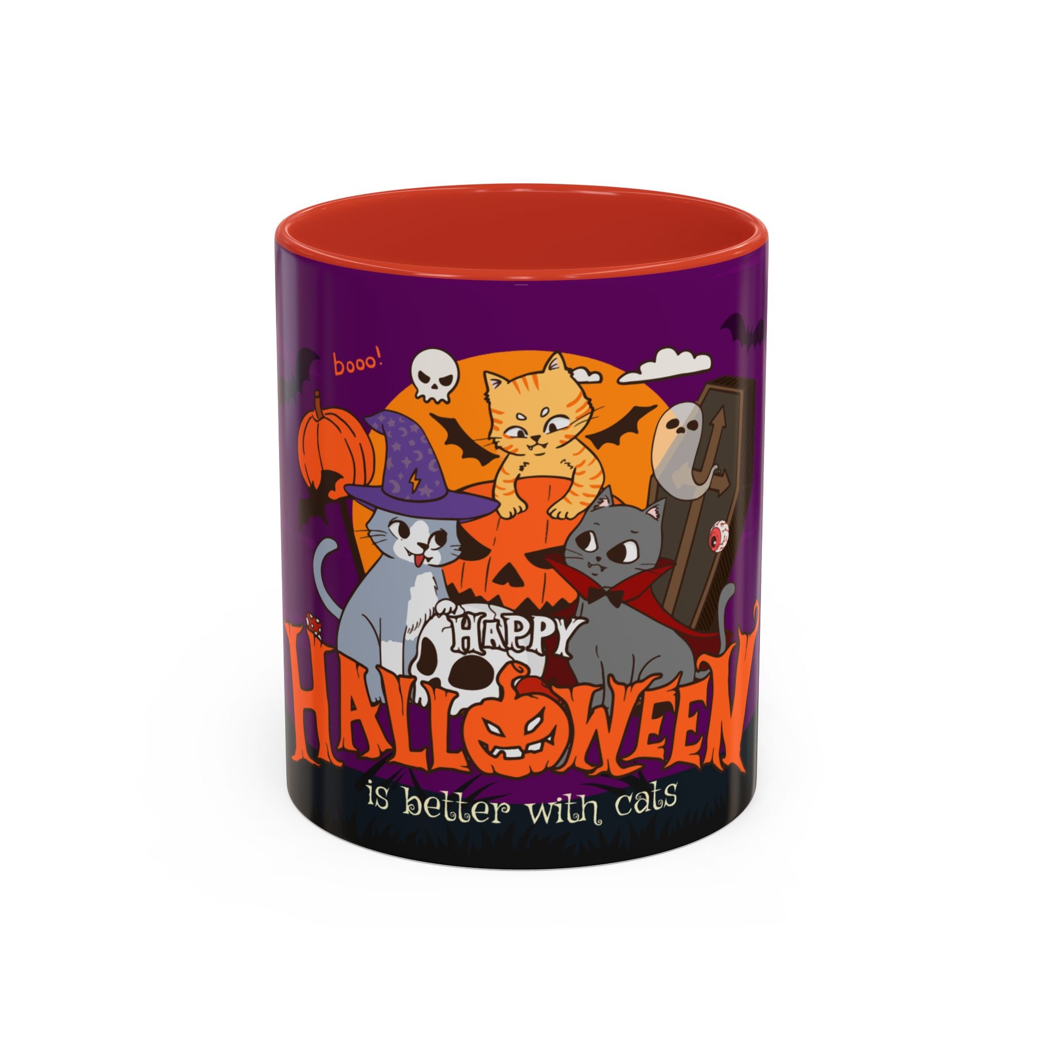 Happpy Halloween is better with Cats | Accent Coffee Mug
