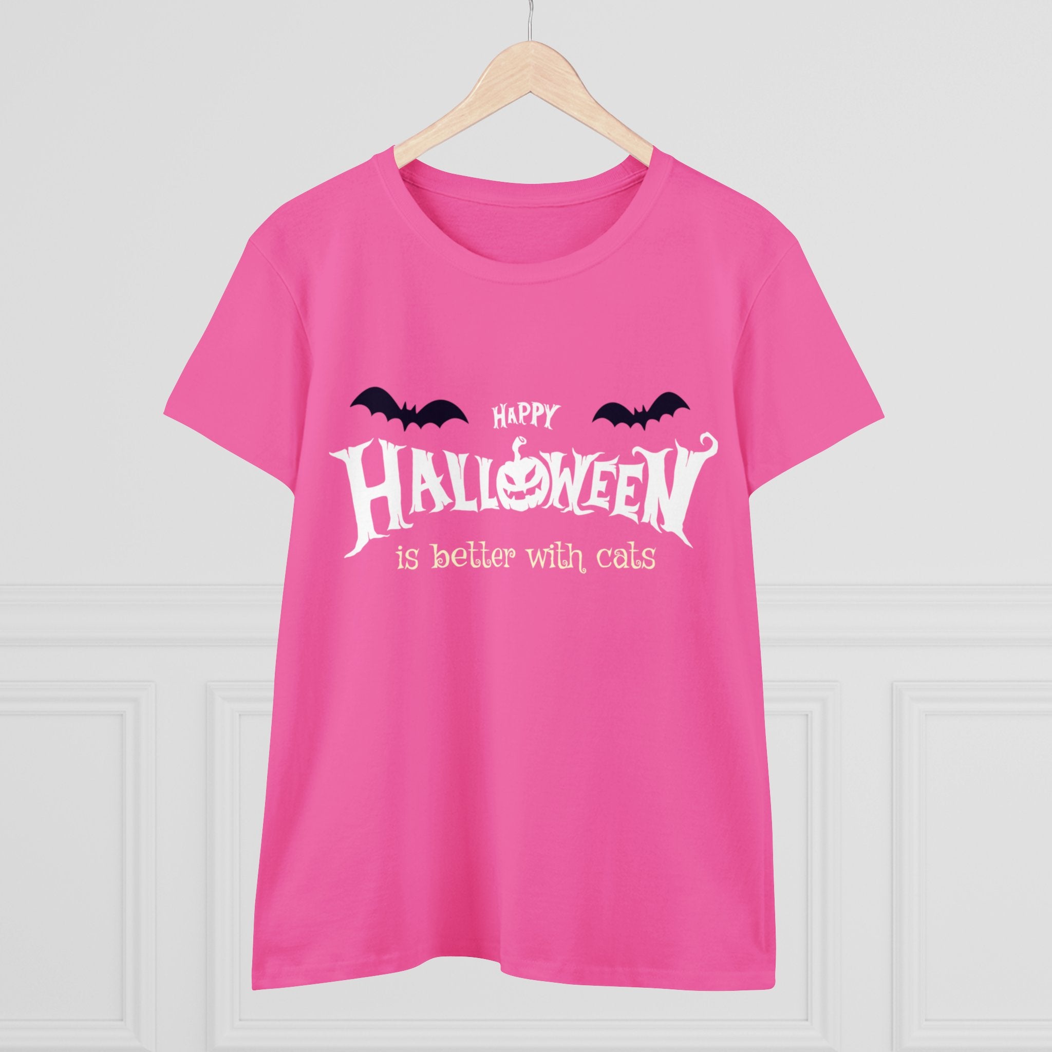 Halloween with Witch's Cats | Women's Midweight Cotton Tee