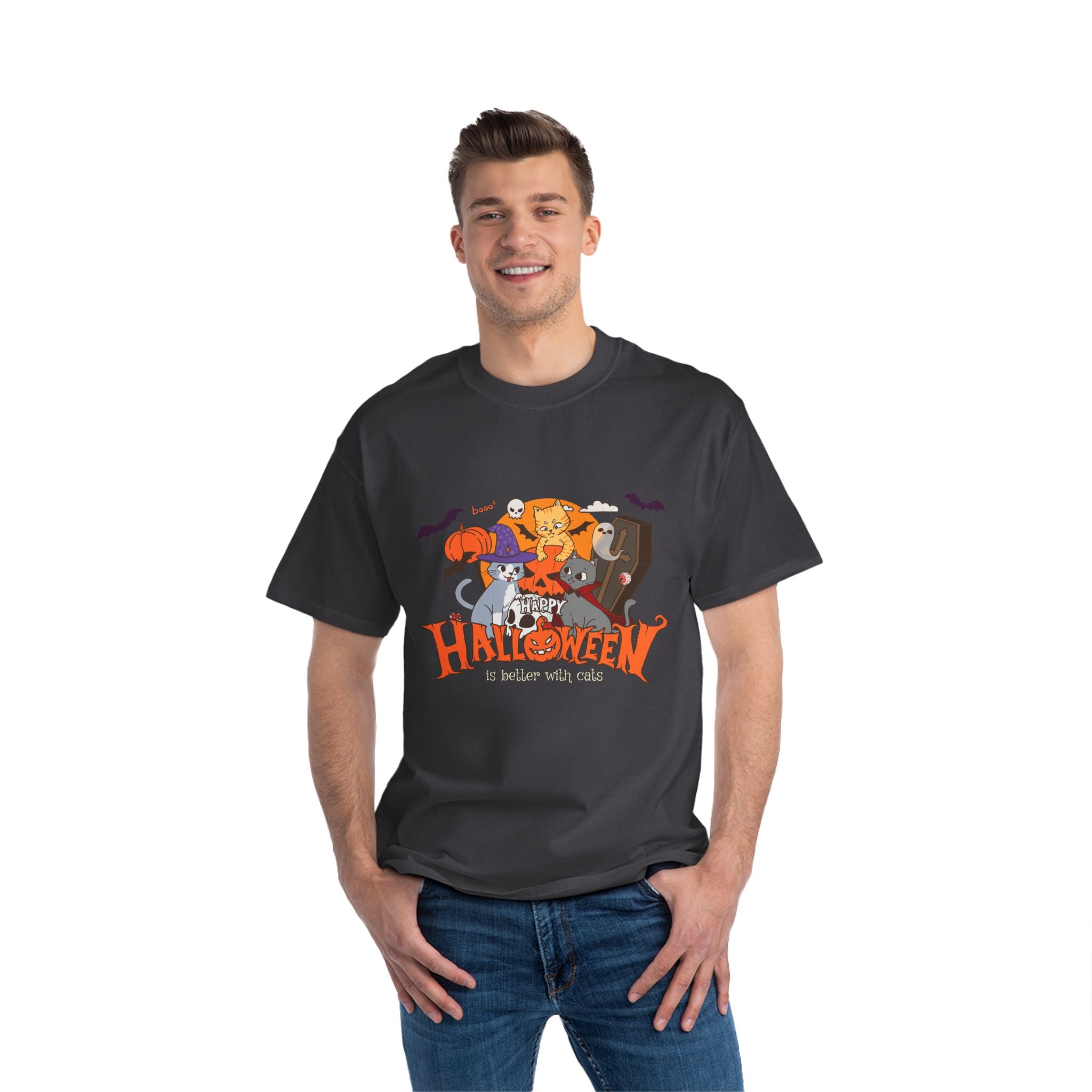 Halloween is Better with Cats | Beefy-T®  Short-Sleeve T-Shirt
