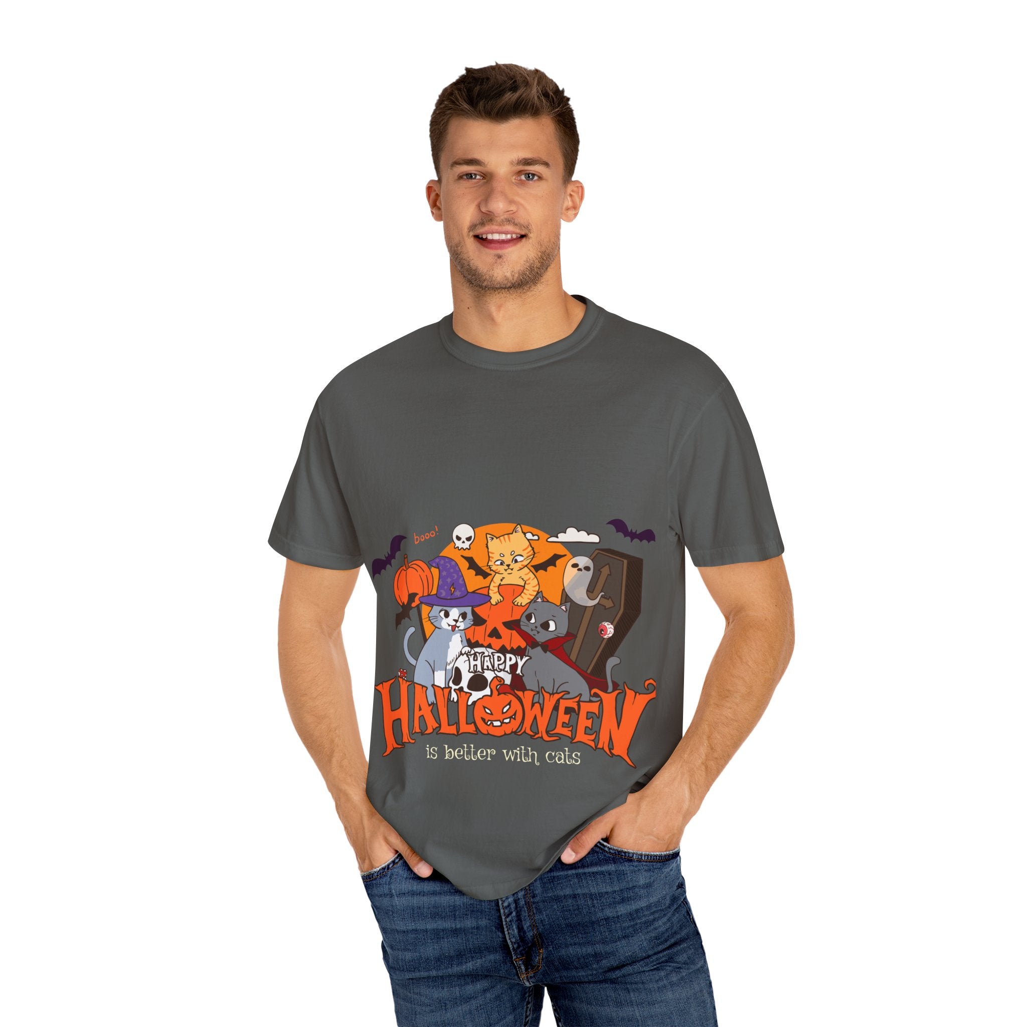 Halloween is Better with Cats | Unisex Garment-Dyed T-shirt