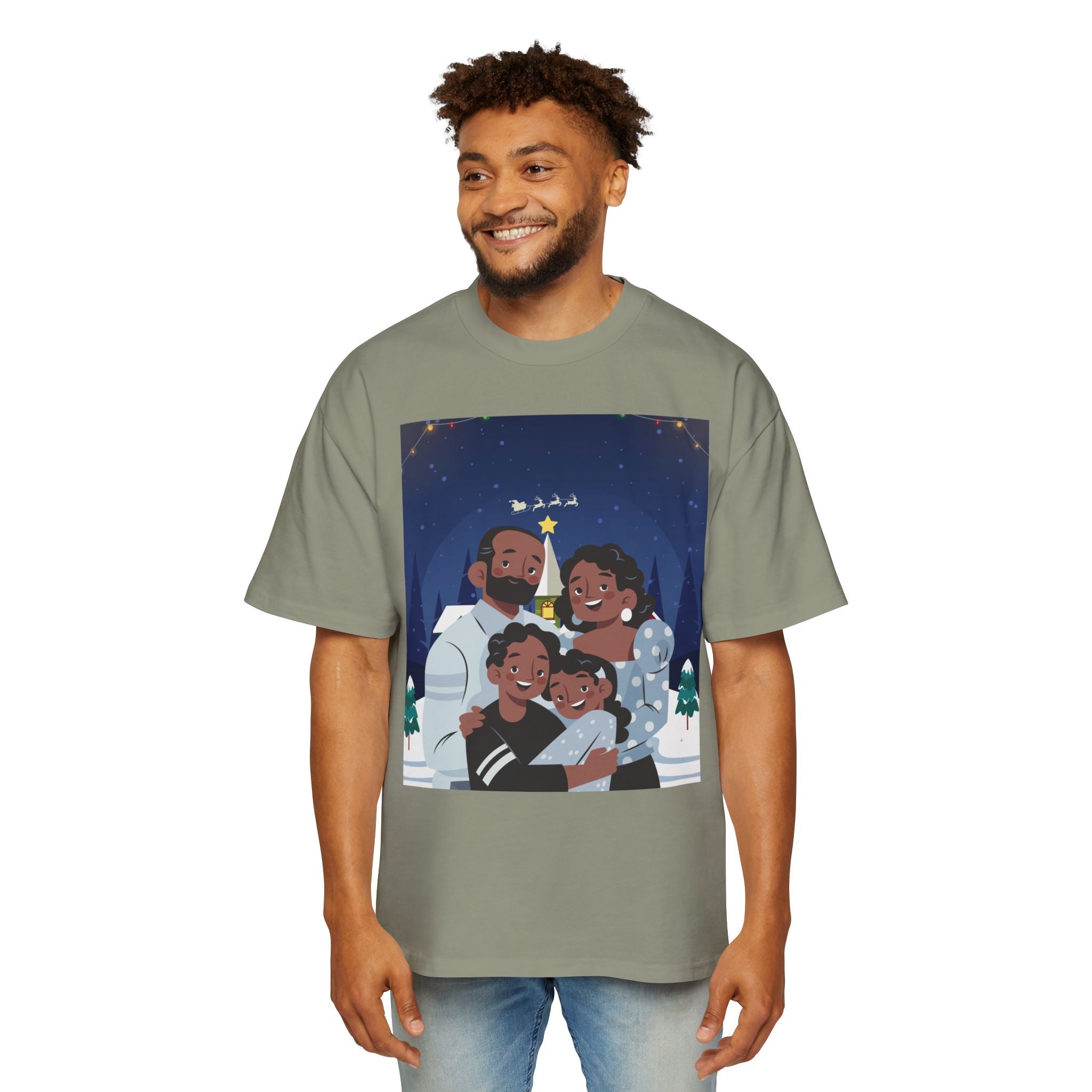 Happy Christmas Family | Men's Heavy Oversized Tee