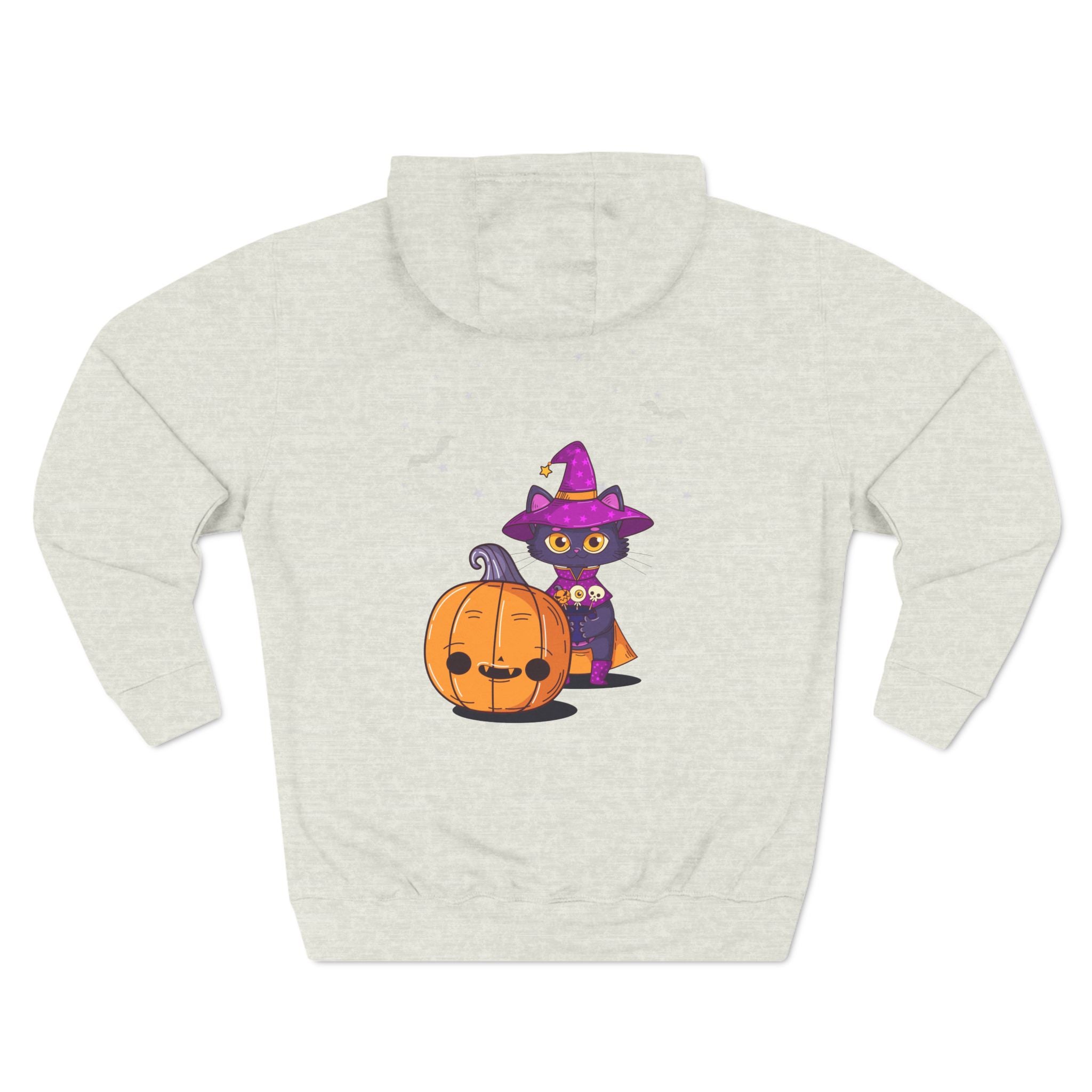 Halloween with Witch's Cats | Three-Panel Fleece Hoodie