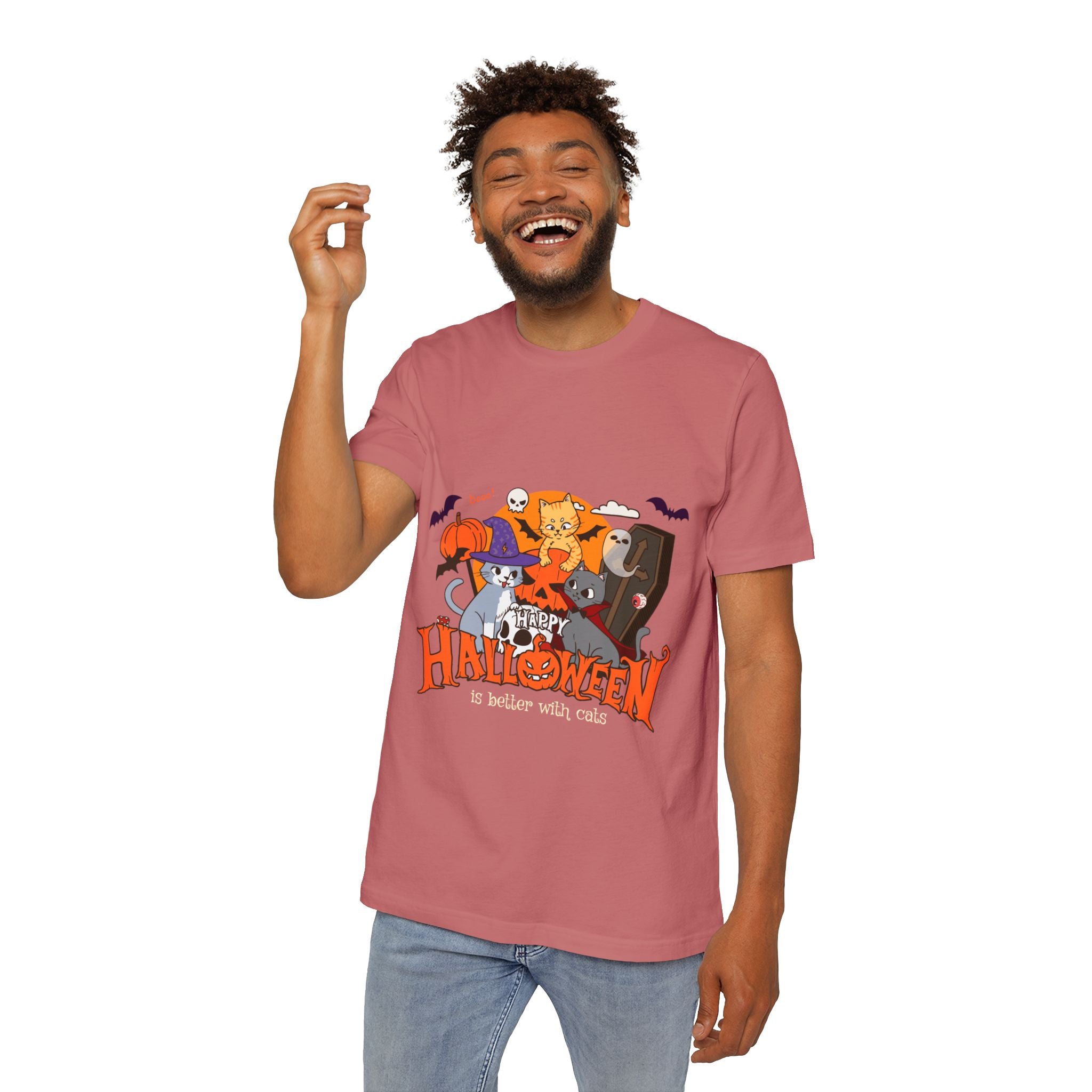 Halloween is Better with Cats | USA-Made Unisex Short-Sleeve Jersey T-Shirt