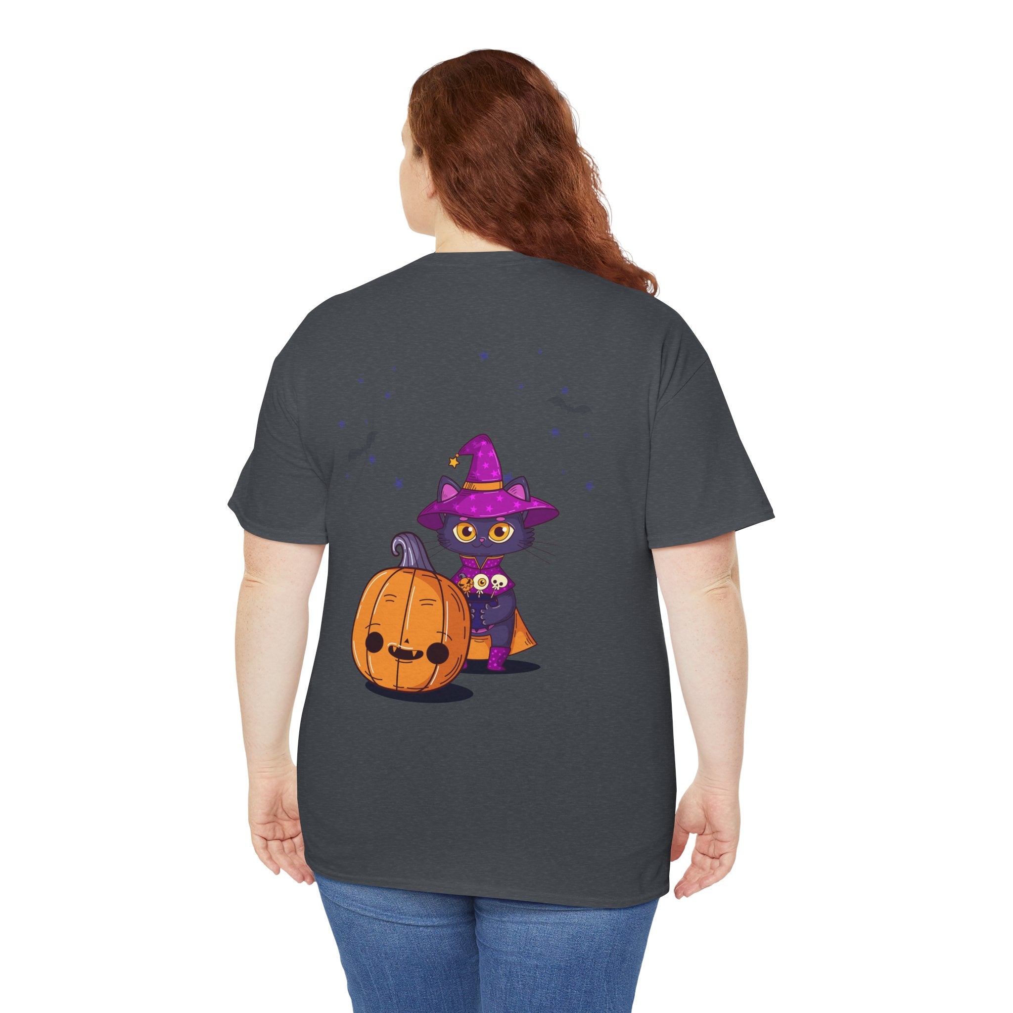 Halloween with Witch's Cats | Unisex Heavy Cotton Tee