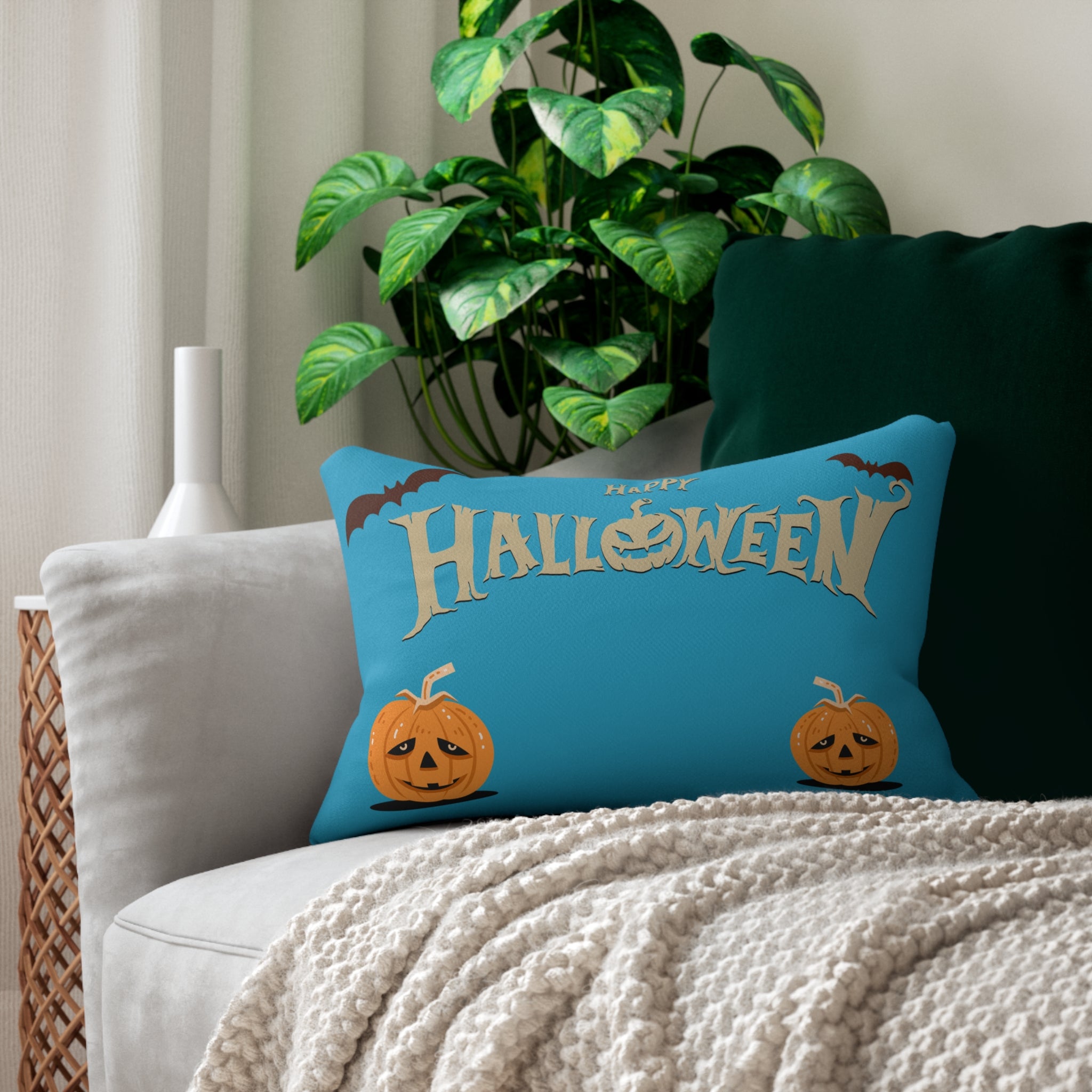 Halloween with Pumpkins | Spun Polyester Lumbar Pillow