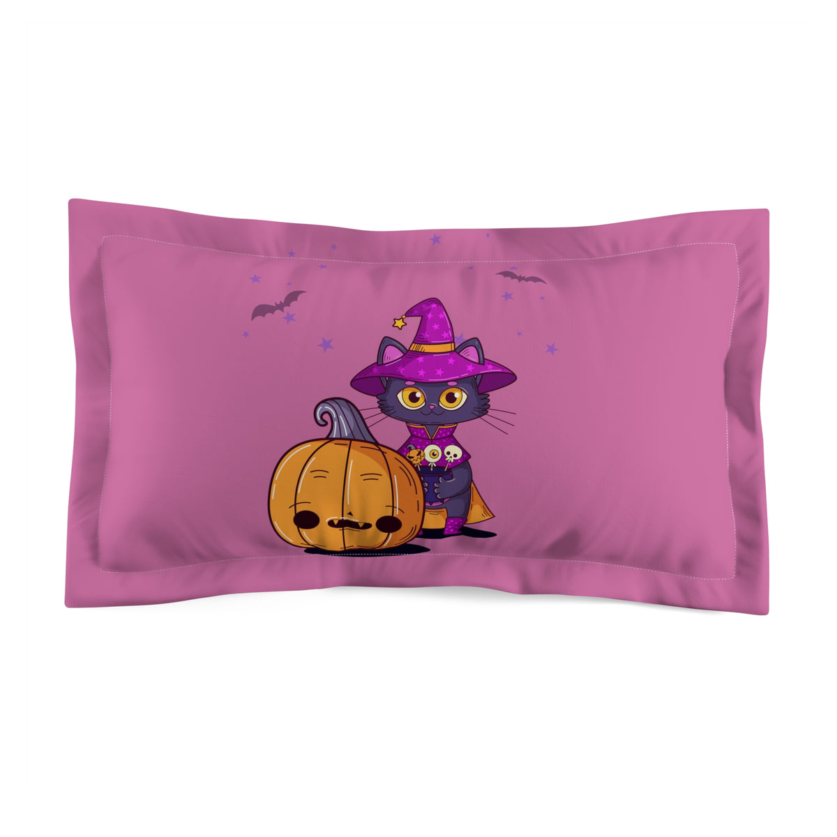 Halloween with Witch's Cats | Microfiber Pillow Sham