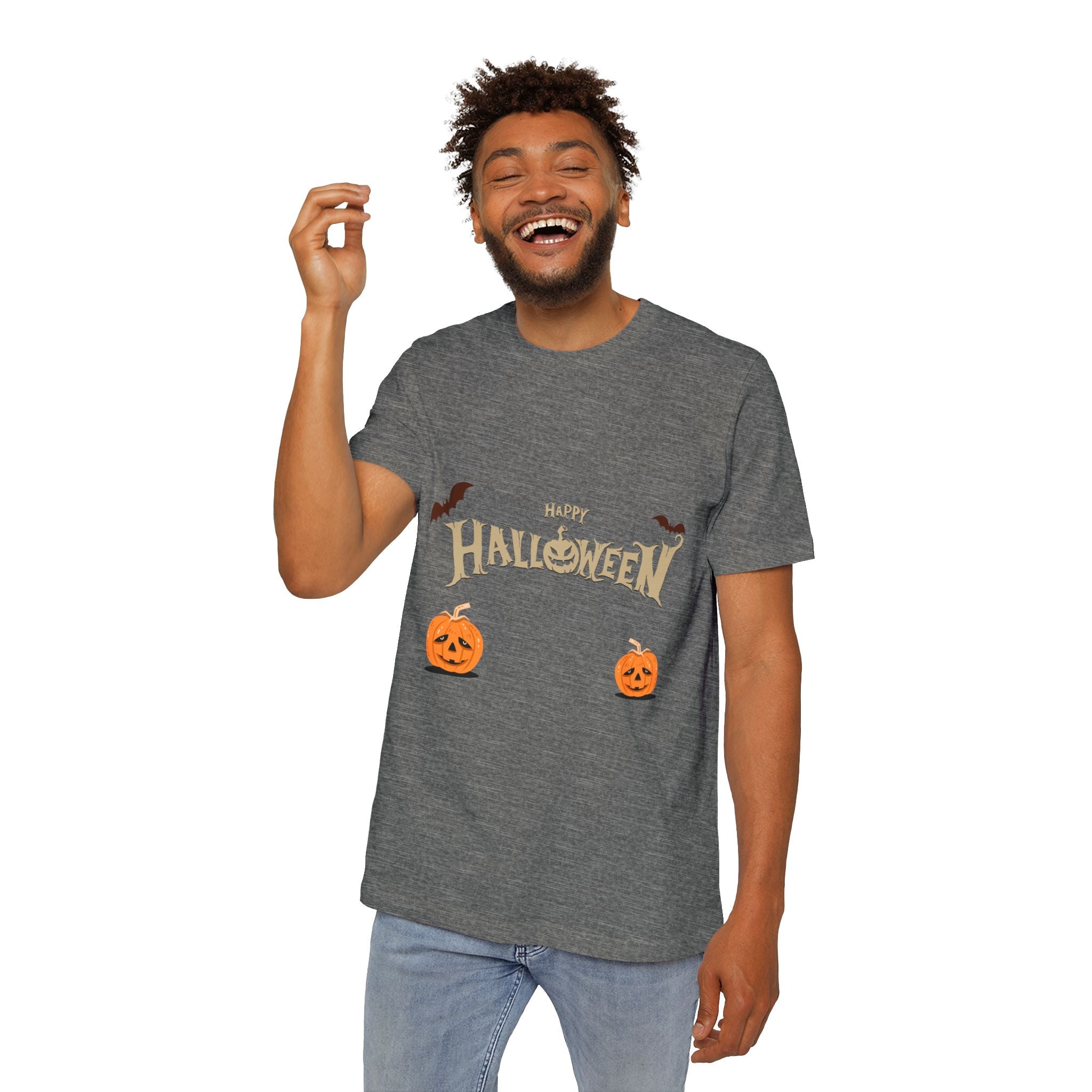 Halloween with Pumpkins | USA-Made Unisex Short-Sleeve Jersey T-Shirt
