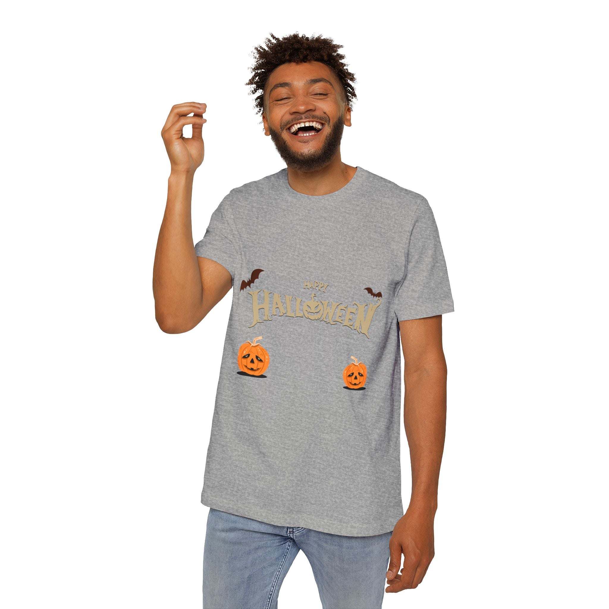 Halloween with Pumpkins | USA-Made Unisex Short-Sleeve Jersey T-Shirt