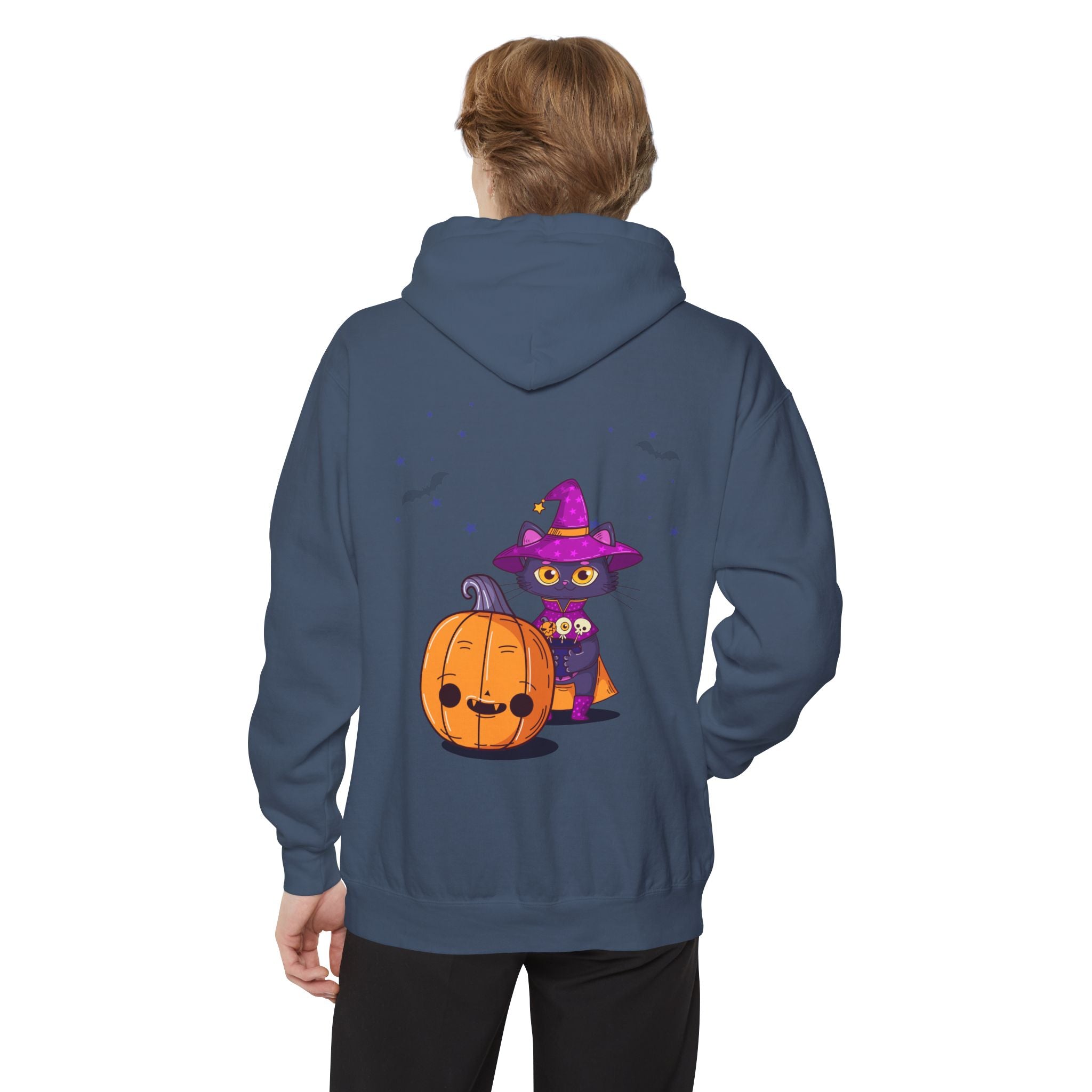 Halloween with Witch's Cats | Unisex Garment-Dyed Hoodie