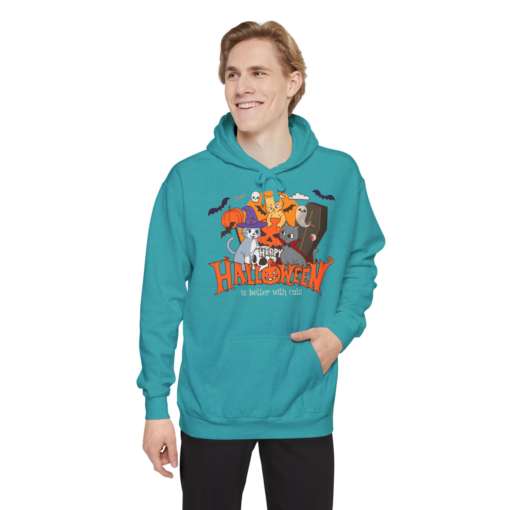 Halloween is Better with Cats | Unisex Garment-Dyed Hoodie
