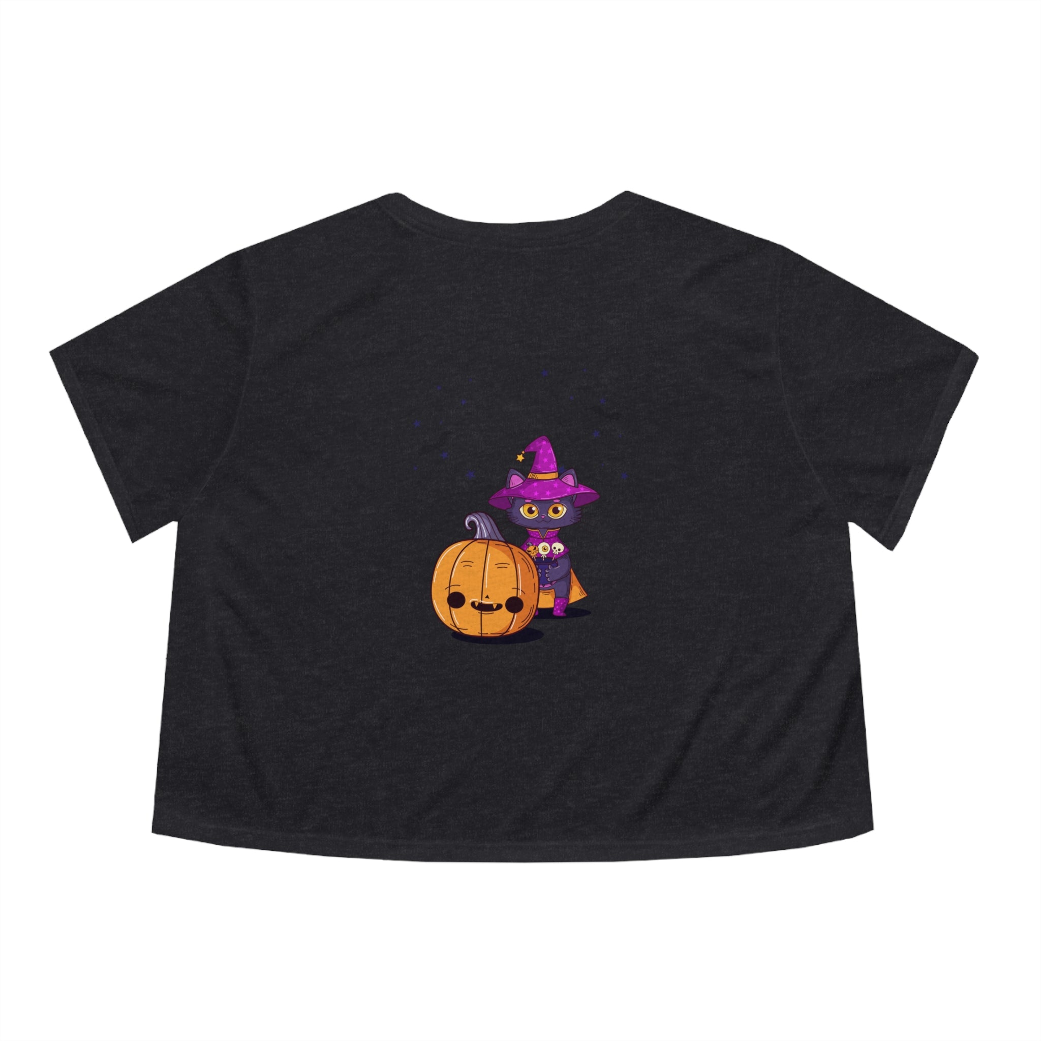 Halloween with Witch's Cats | Women's Flowy Cropped Tee