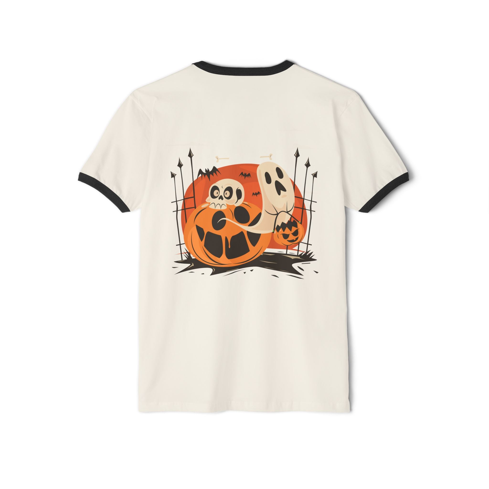 Halloween with Pumpkins | Unisex Cotton Ringer T-Shirt