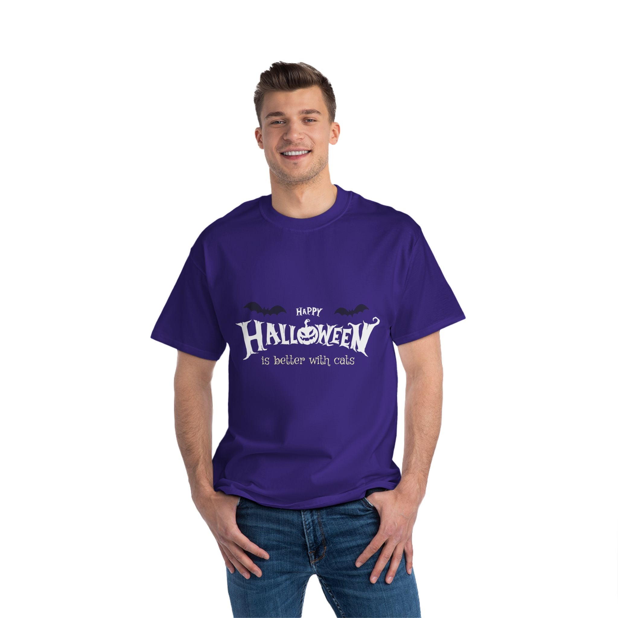 Halloween with Witch's Cats | Beefy-T®  Short-Sleeve T-Shirt