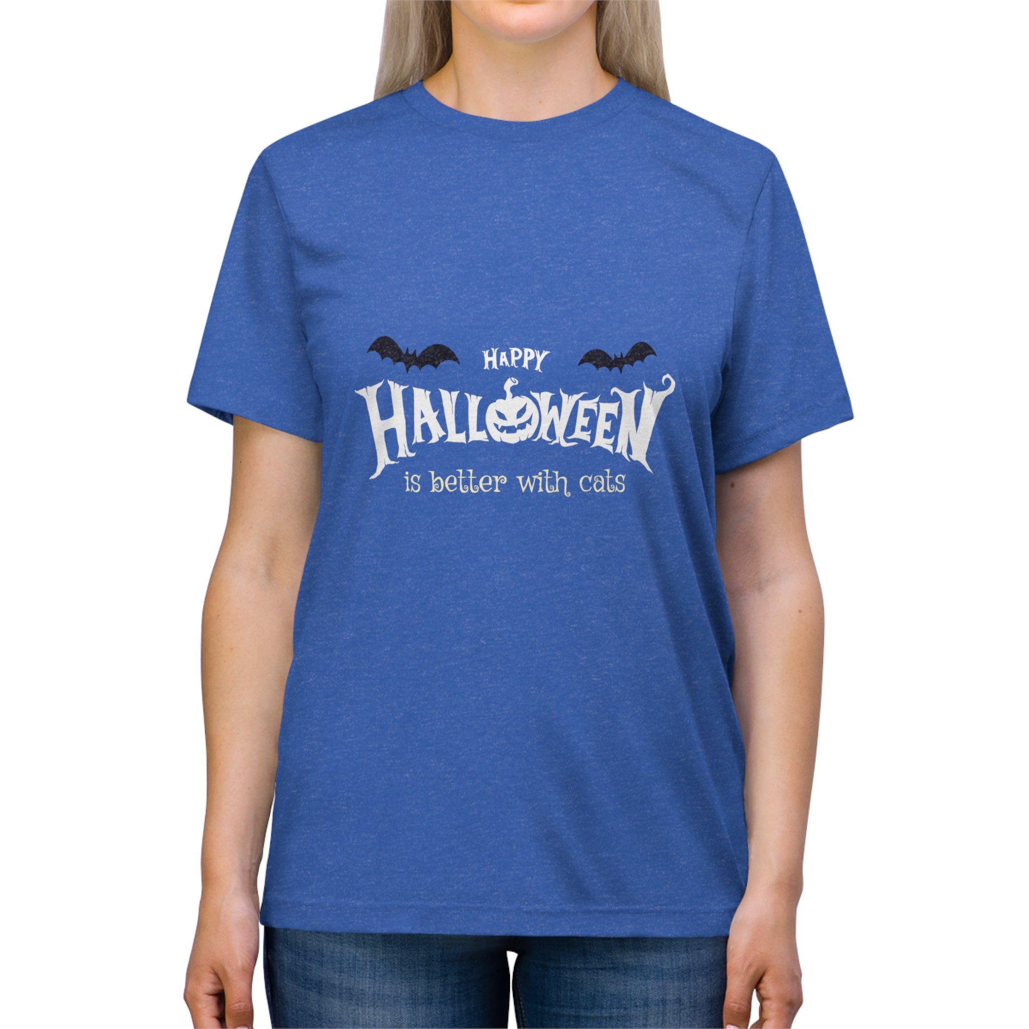 Halloween with Witch's Cats | Unisex Triblend Tee