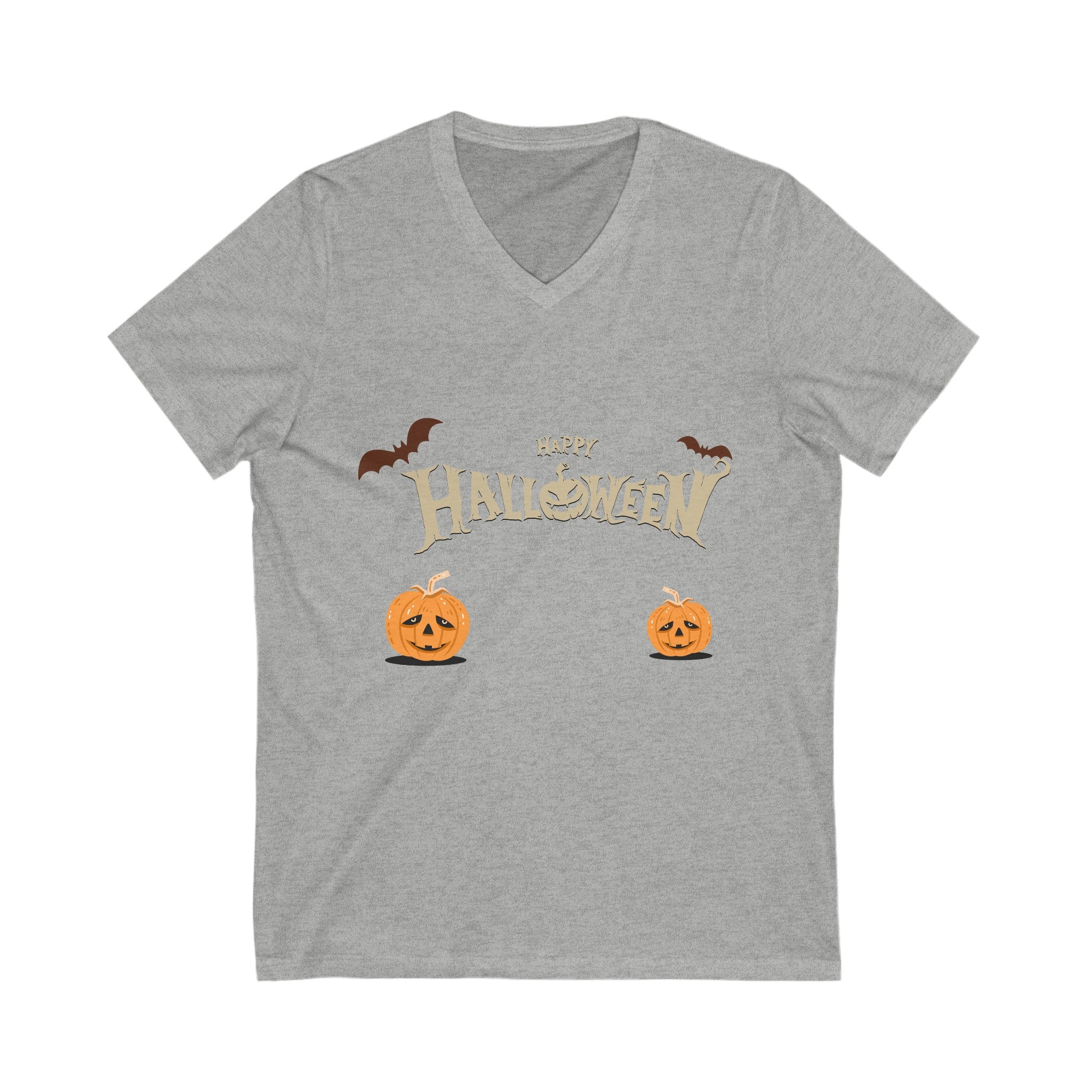Halloween with Pumpkins | Unisex Jersey Short Sleeve V-Neck Tee