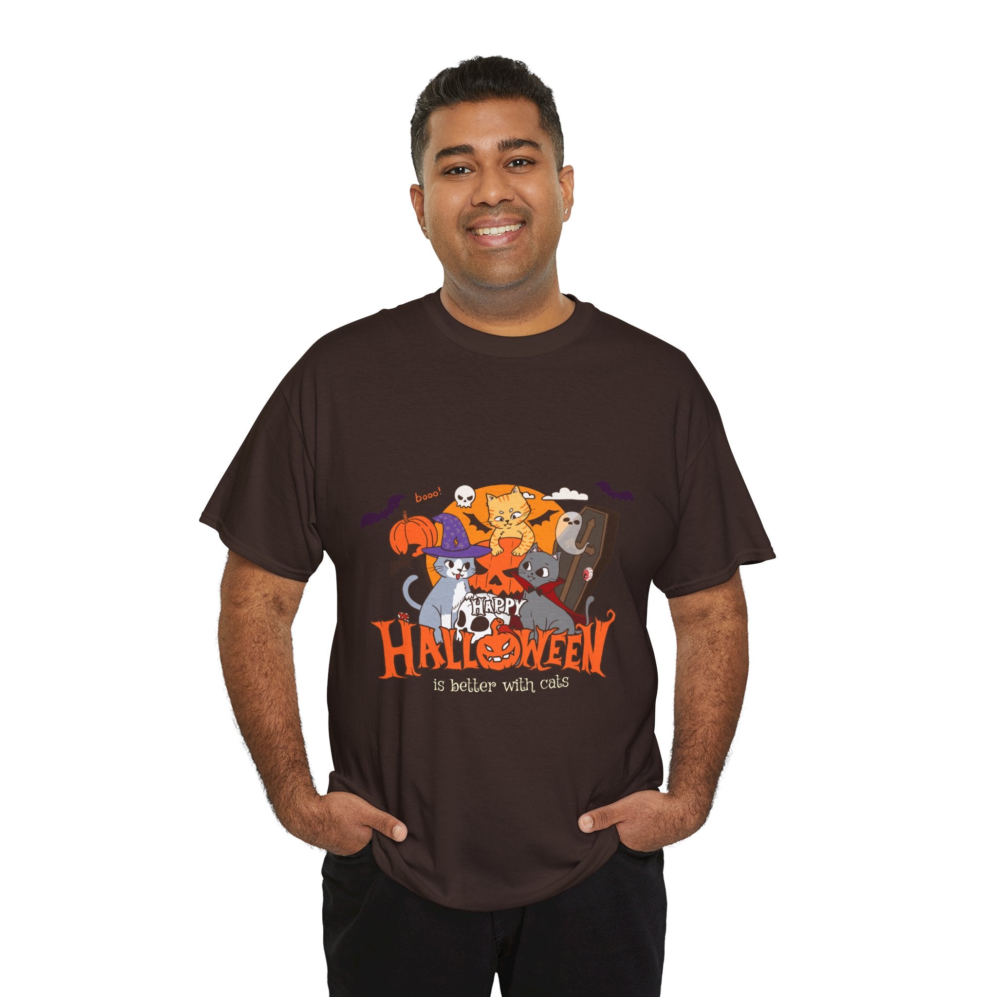 Halloween is Better with Cats | Unisex Heavy Cotton Tee