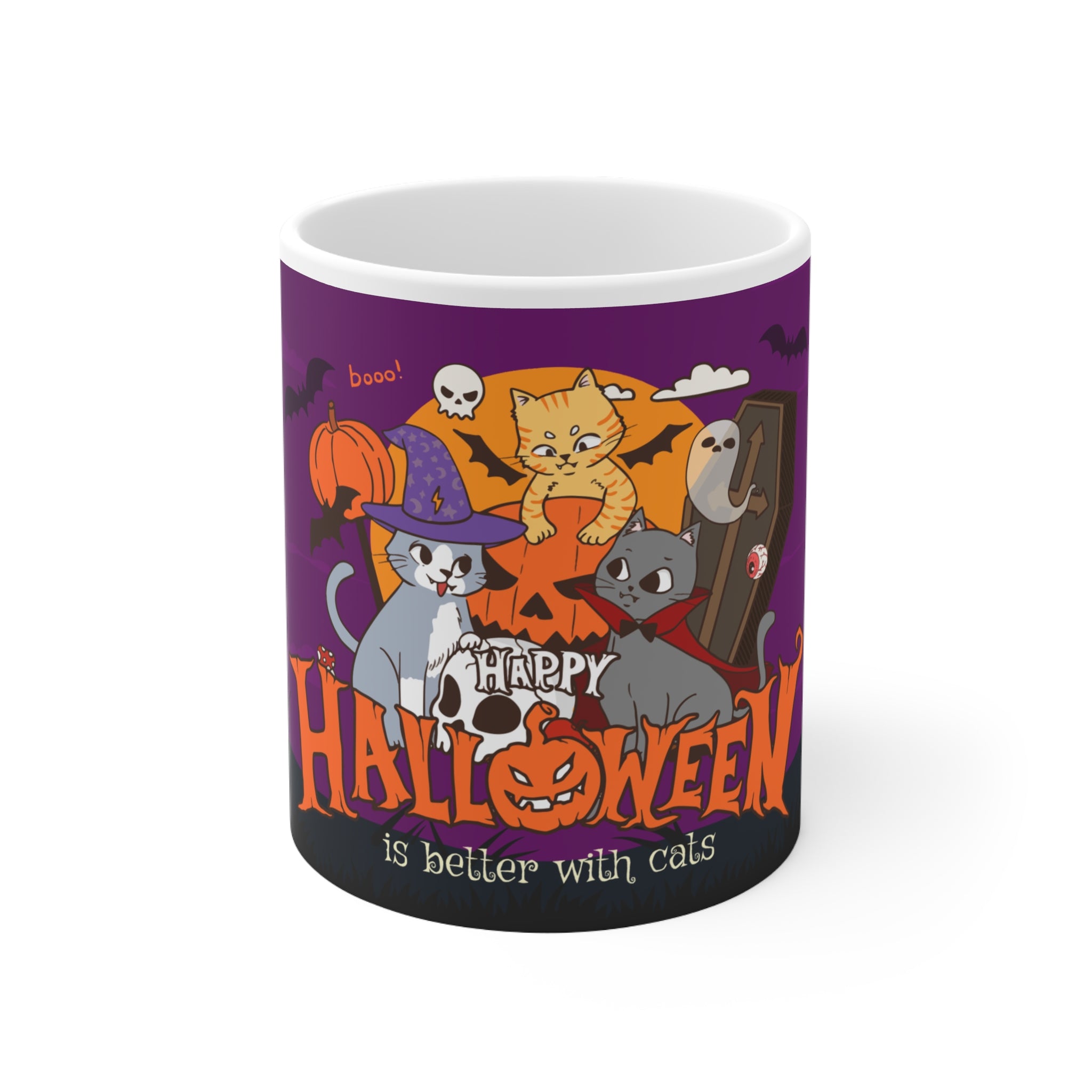 Happy Halloween is Better with Cats | White Ceramic Mug