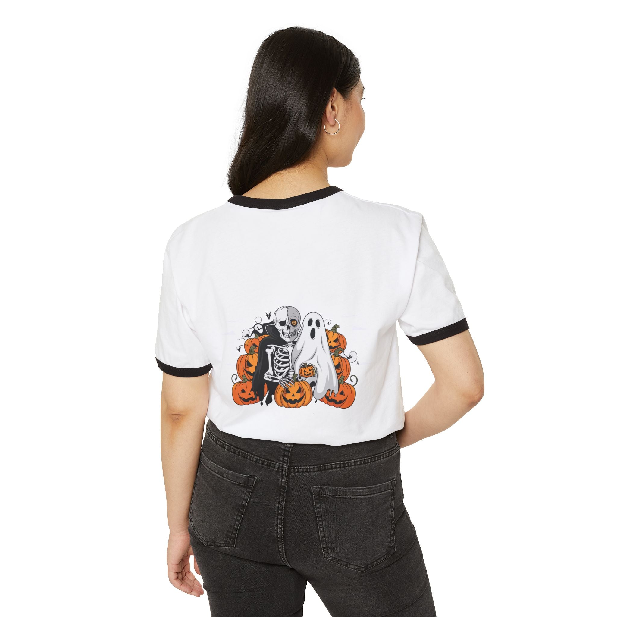Halloween with Bats | Unisex Cotton Ringer T-Shirt