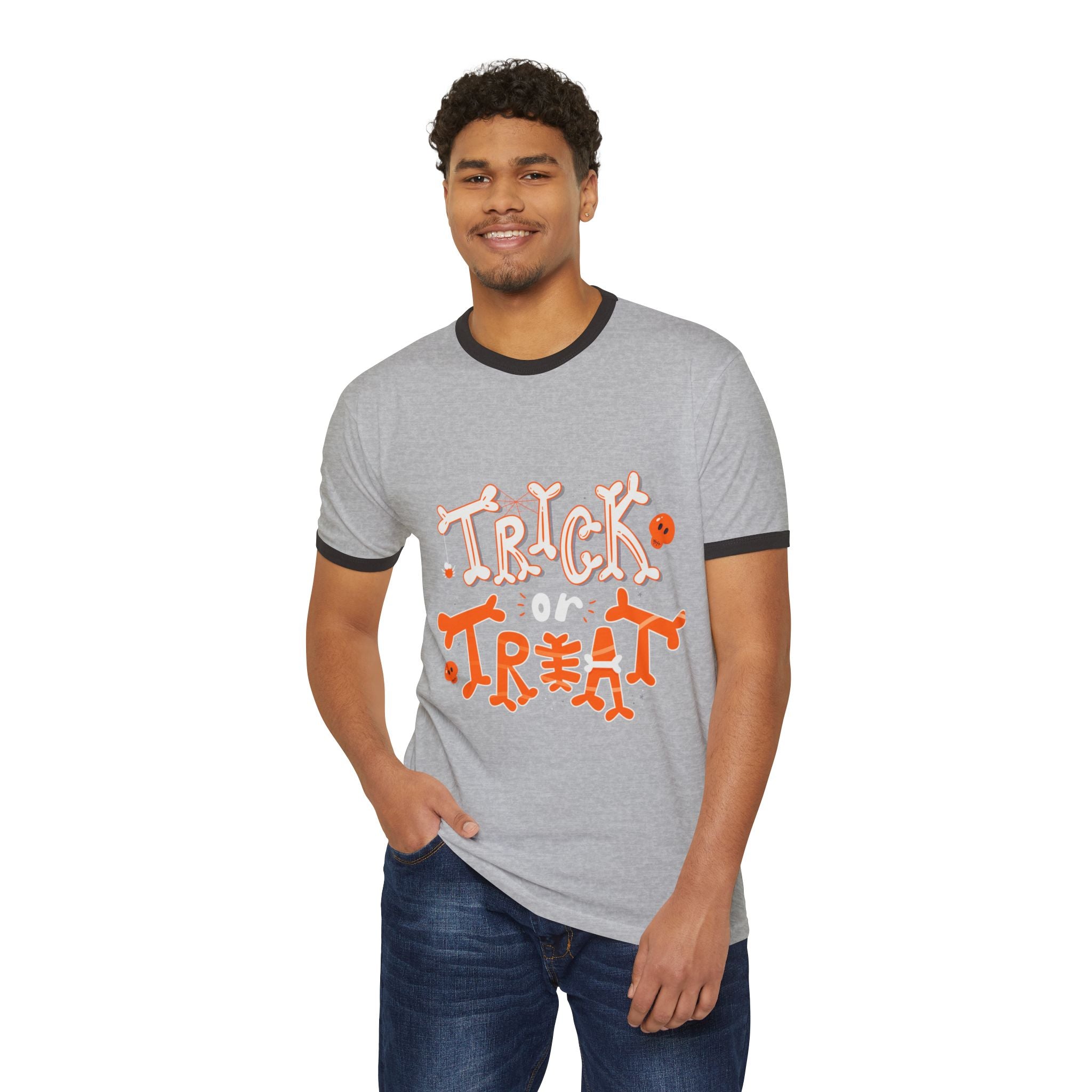 Halloween Trick or Treat | Unisex Cotton Ringer T-Shirt