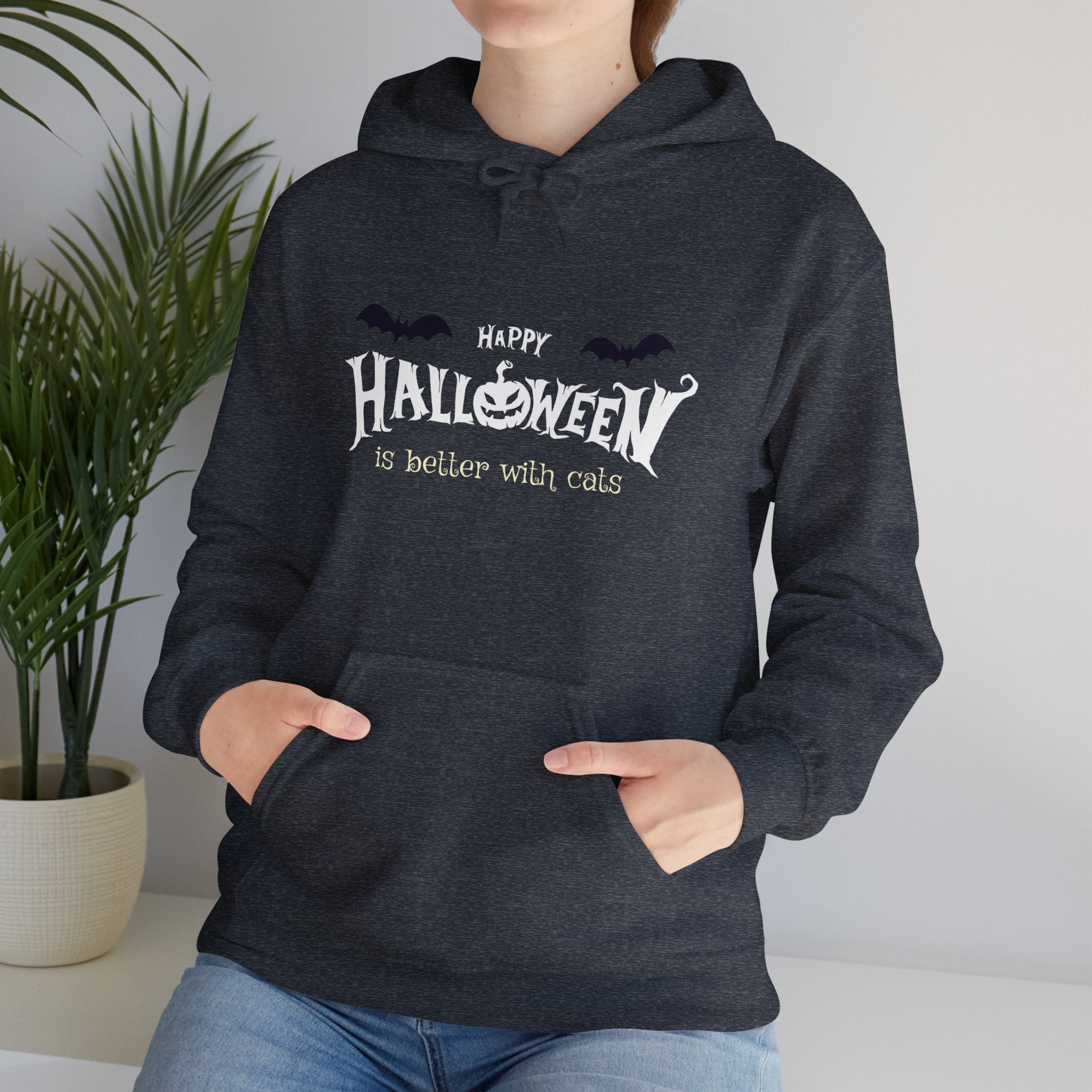 Halloween with Witch's Cats | Unisex Heavy Blend Hooded Sweatshirt