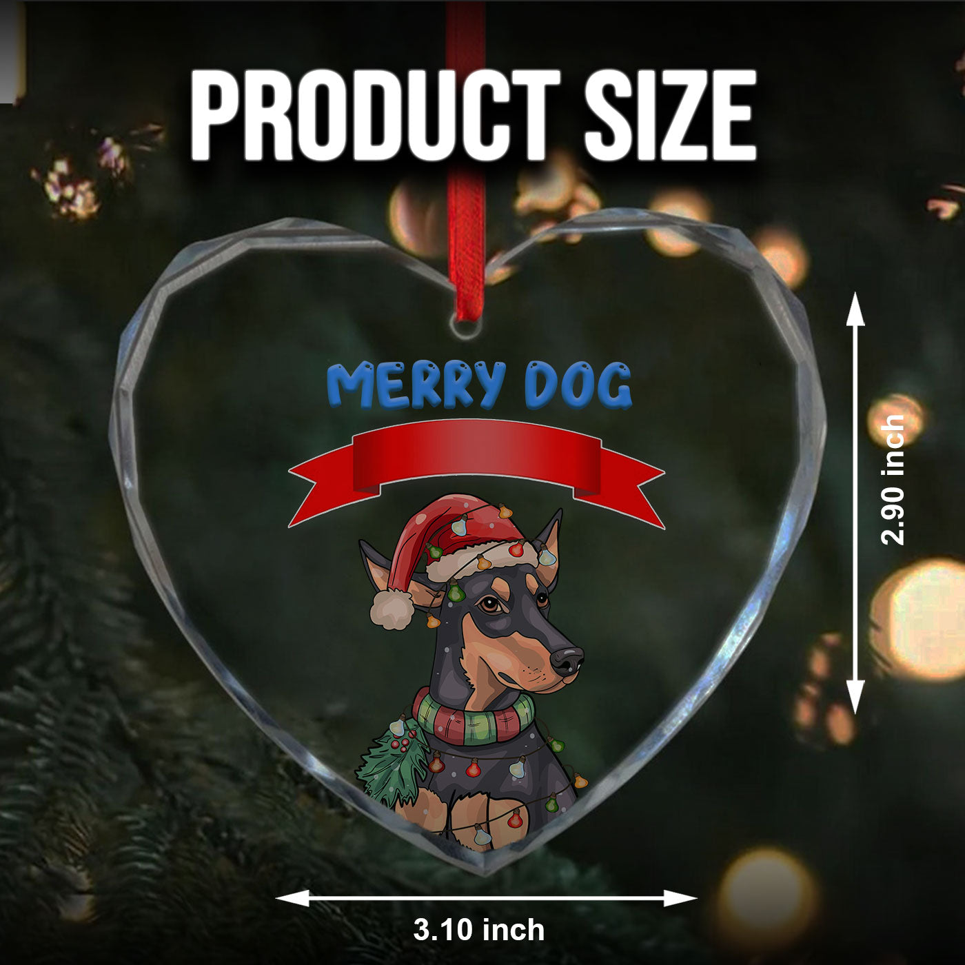 Merry Dog Christmas | Festive Holiday Pup | Glass Ornament
