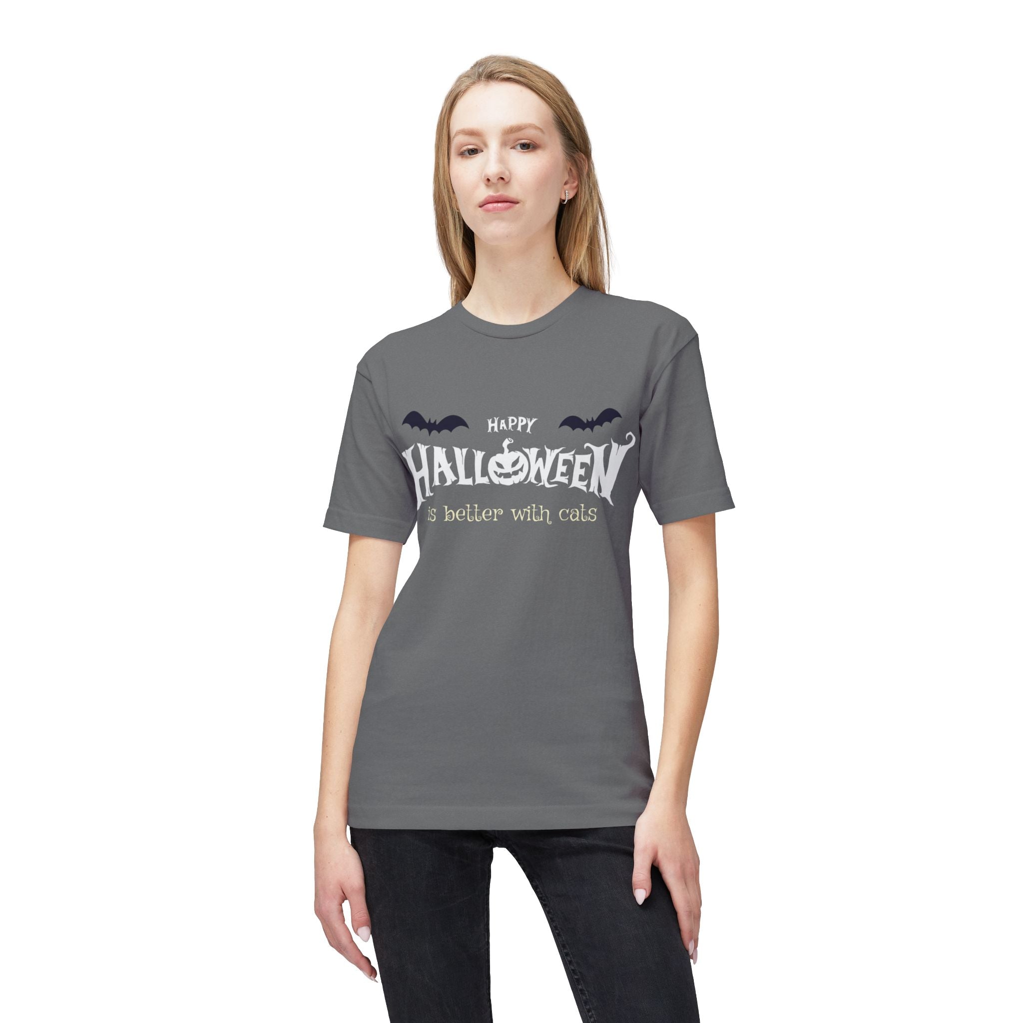 Halloween with Witch's Cats | Unisex Midweight T-shirt, Made in US