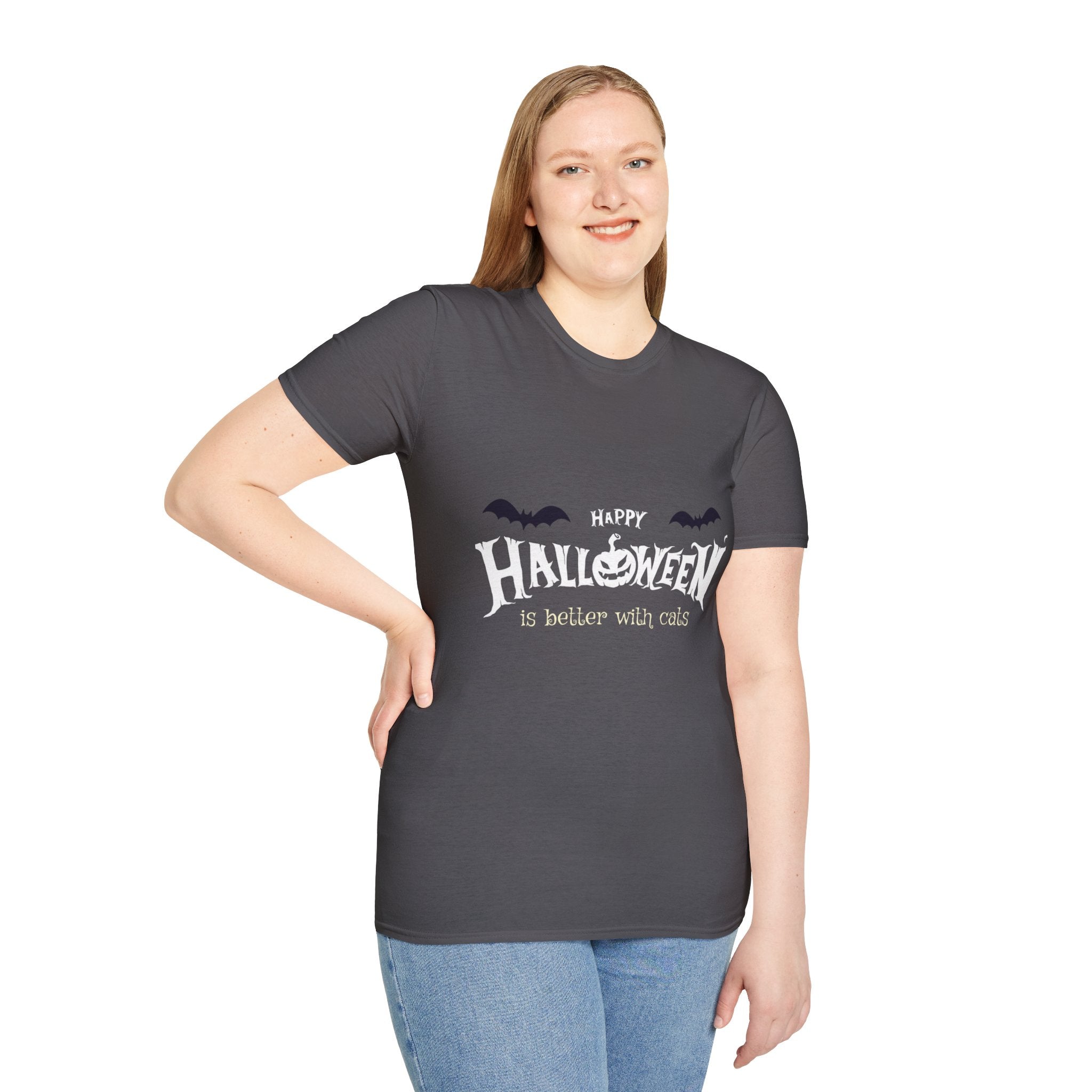 Halloween with Witch's Cats | Unisex Softstyle T-Shirt