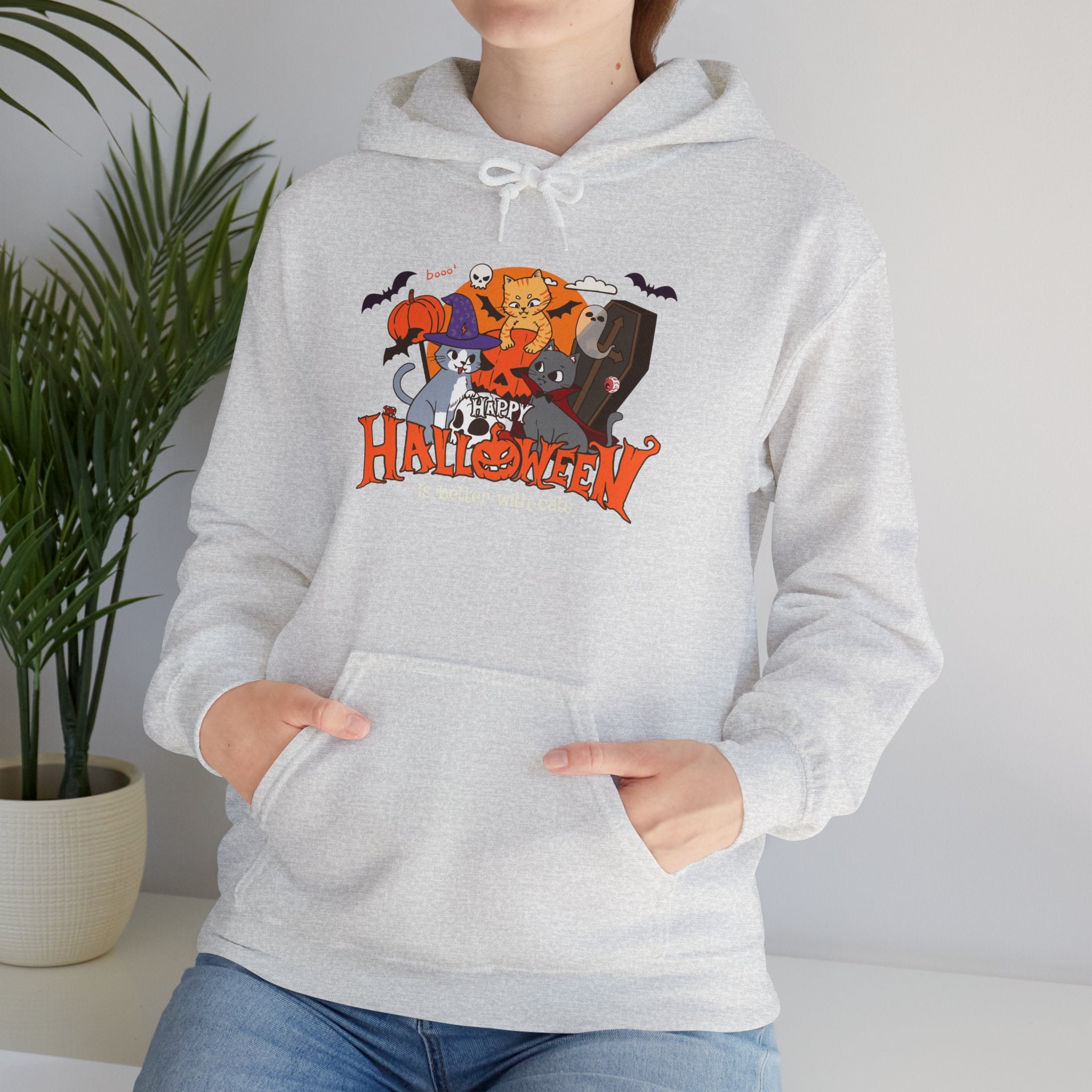 Halloween is Better with Cats | Unisex Heavy Blend Hooded Sweatshirt