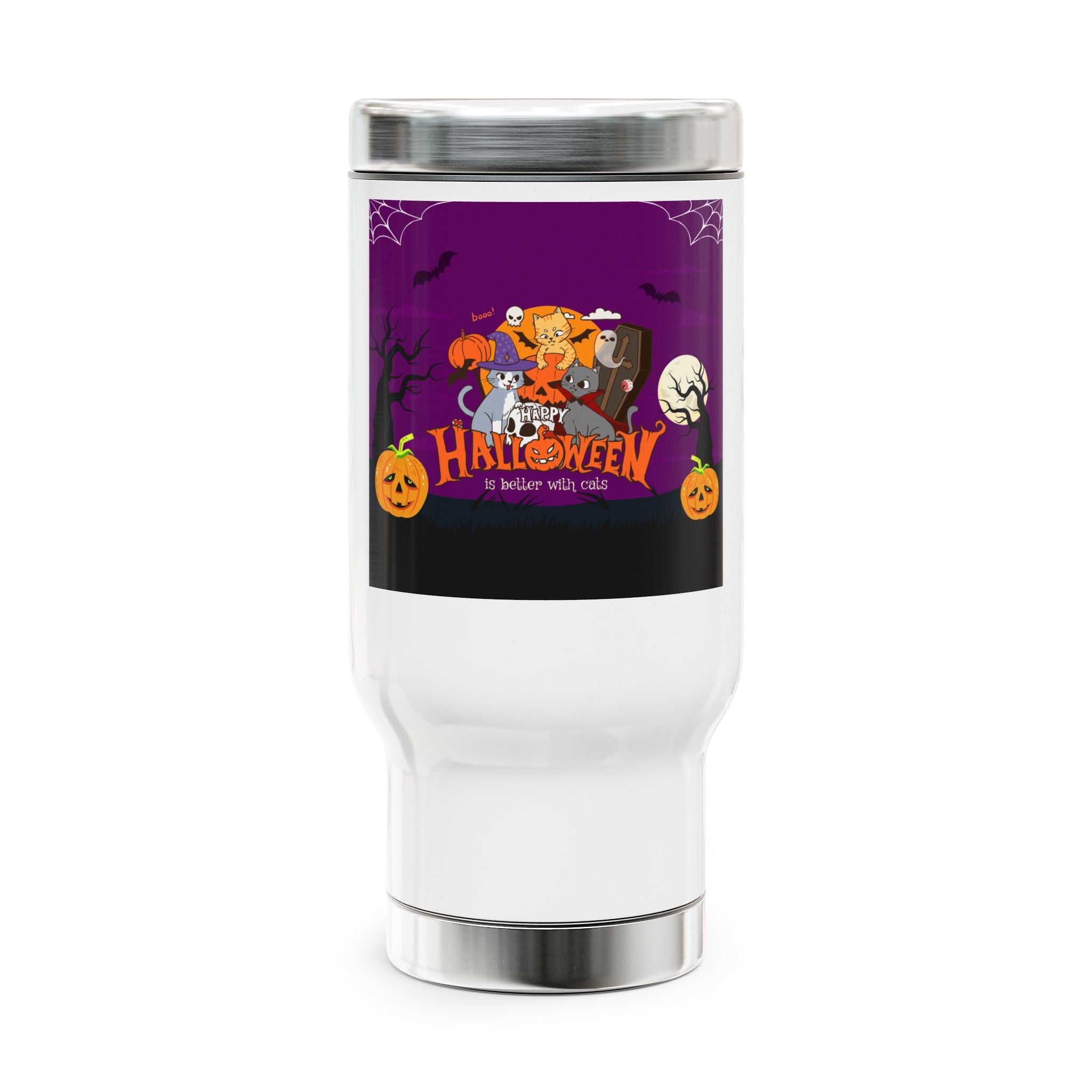 Happy Halloween is Better with Cats | Stainless Steel Travel Mug with Handle