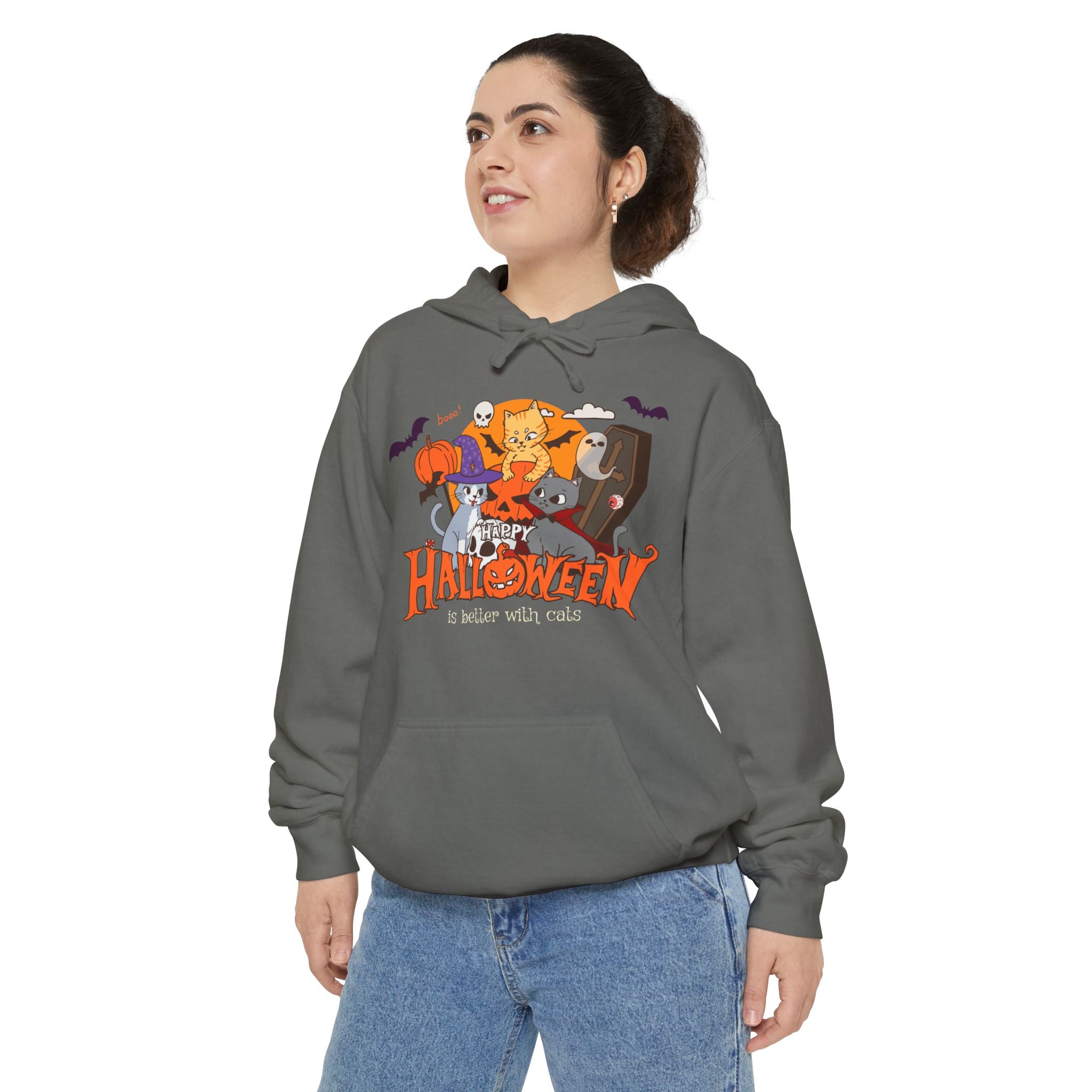 Halloween is Better with Cats | Unisex Garment-Dyed Hoodie