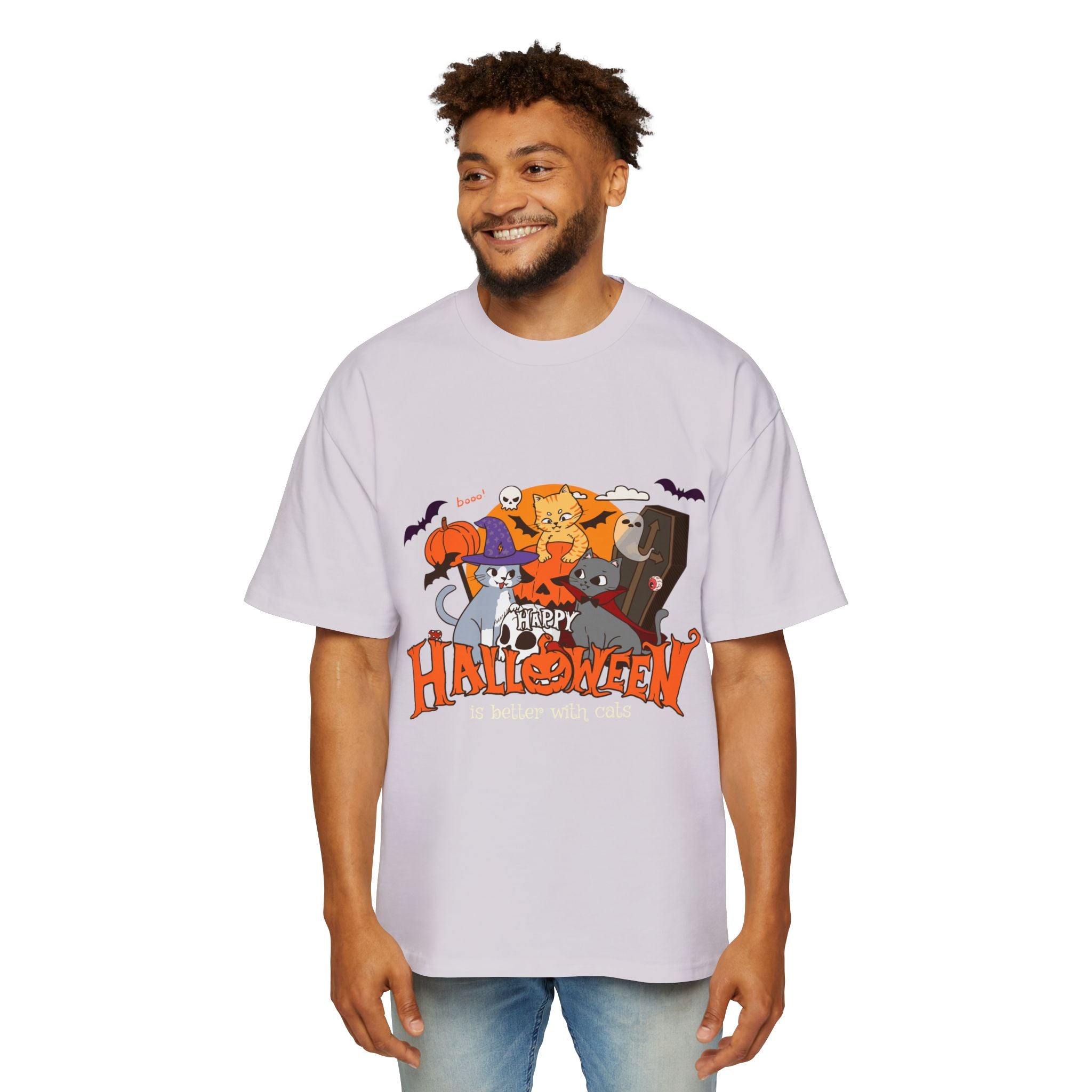 Halloween is Better with Cats | Men's Heavy Oversized Tee
