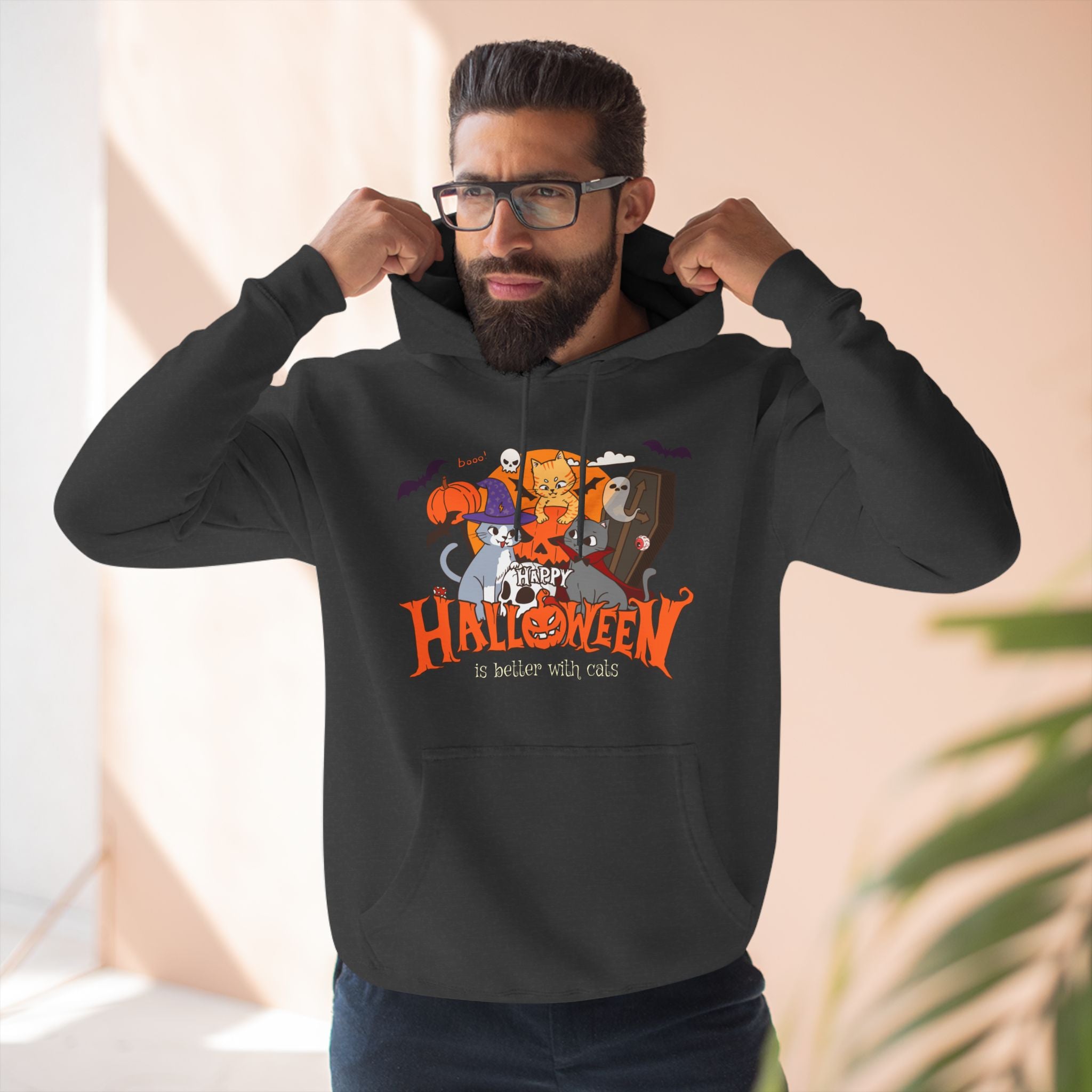Halloween is Better with Cats | Three-Panel Fleece Hoodie
