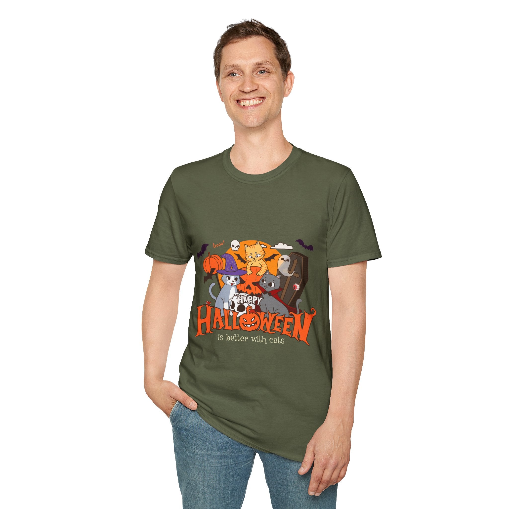 Halloween is Better with Cats | Unisex Softstyle T-Shirt